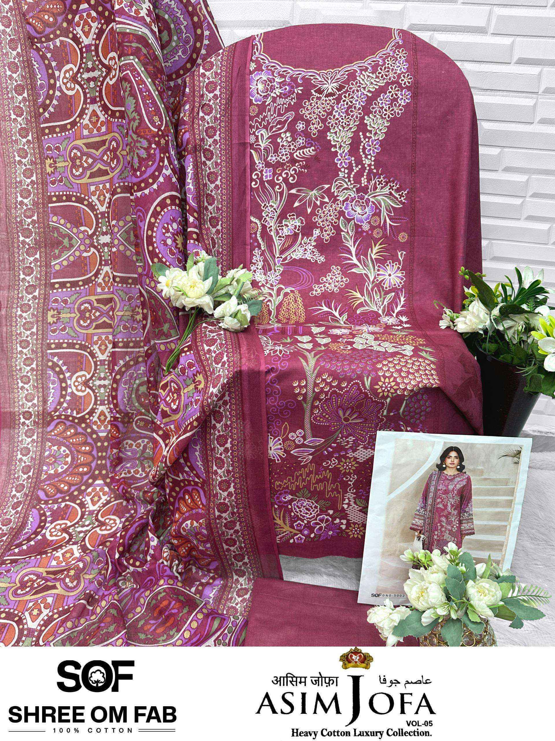 Shree Om Fab Asim Jofa Vol 5 Cotton Dress Material _ Wholesale Factory Price ( 6 Pcs Catalog )