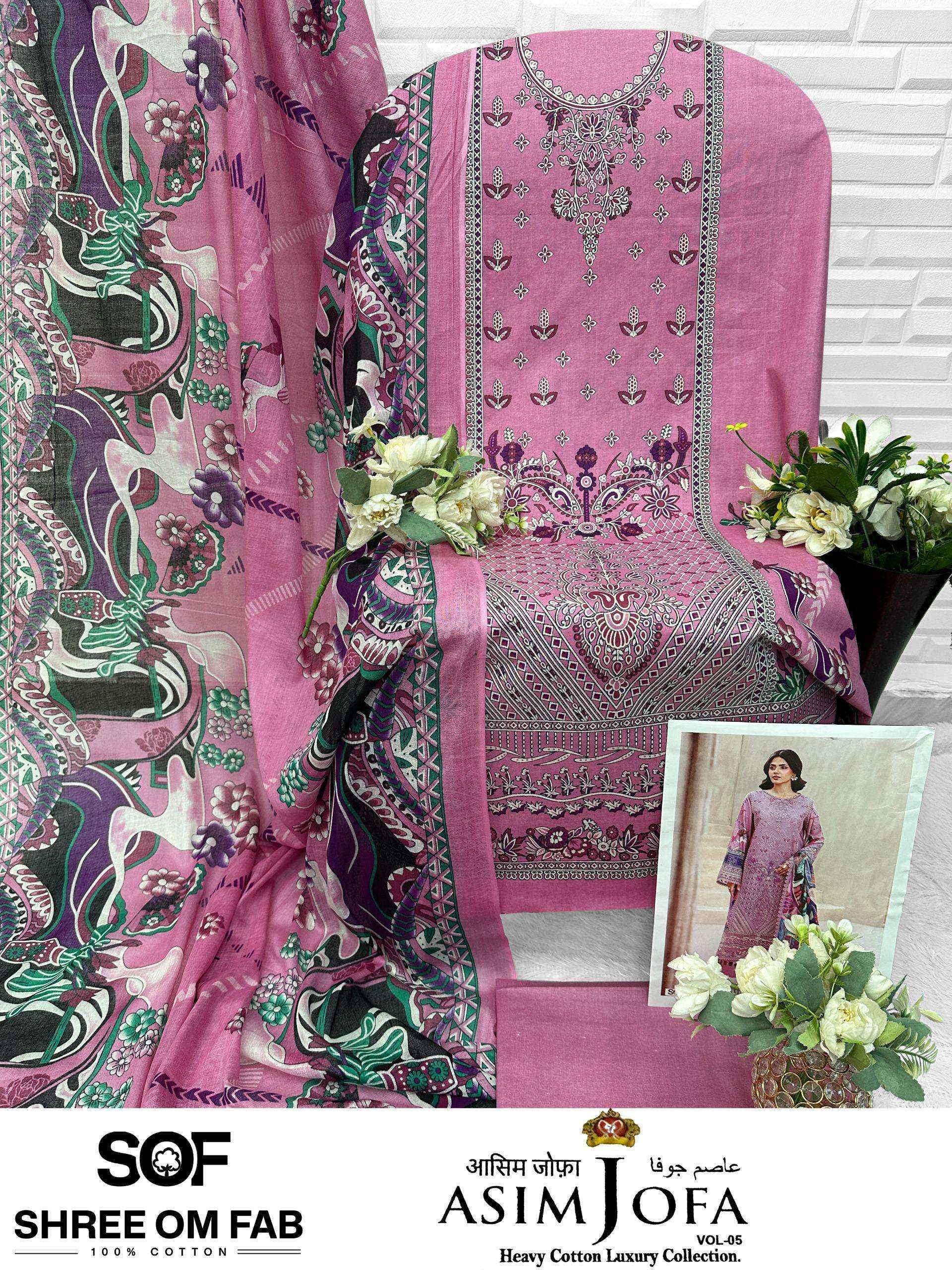 Shree Om Fab Asim Jofa Vol 5 Cotton Dress Material _ Wholesale Factory Price ( 6 Pcs Catalog )