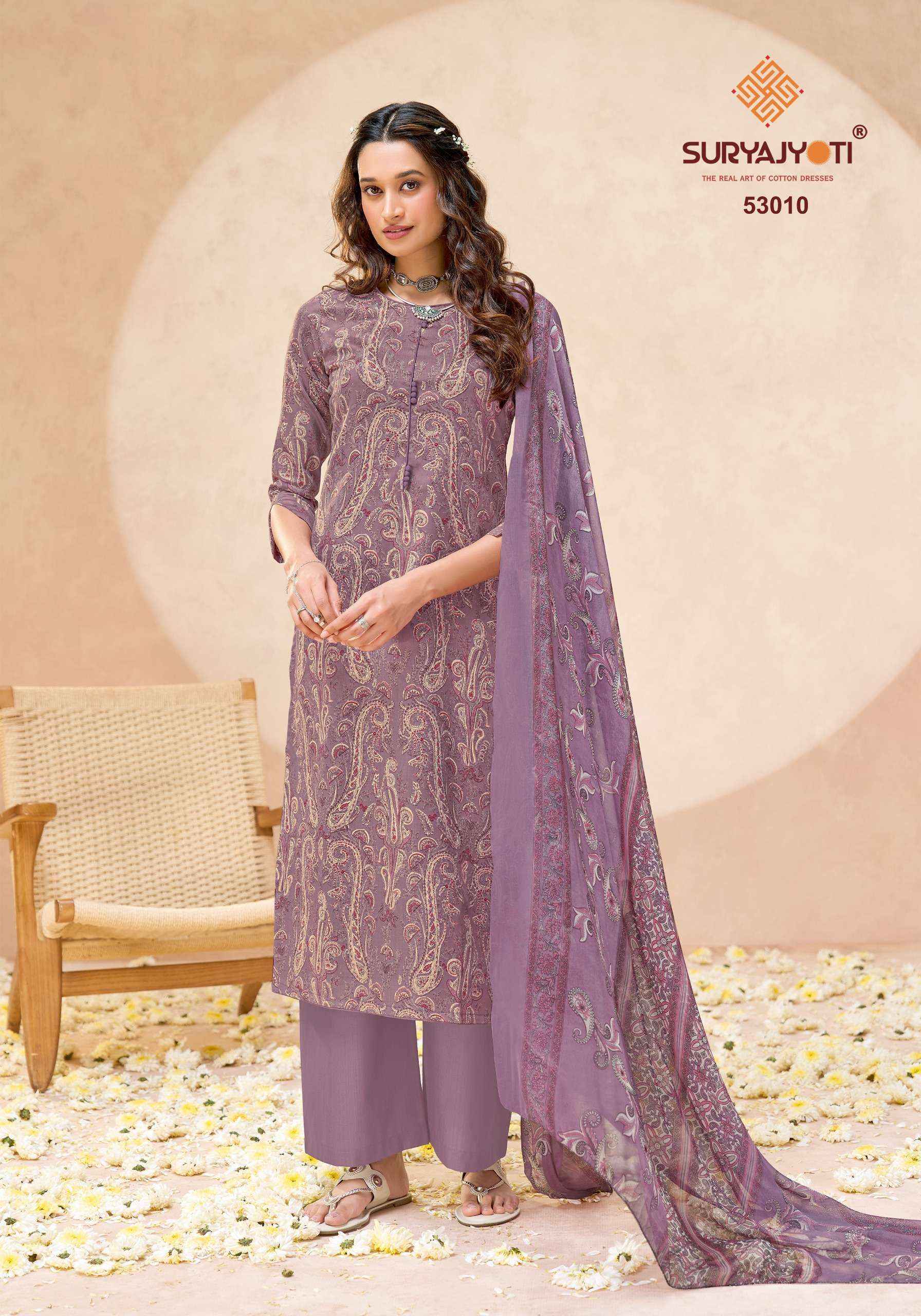 Suryajyoti Naishaa Vol 53 Jam Satin Dress Material Wholesale Surat ( 10 pcs Catalogue )