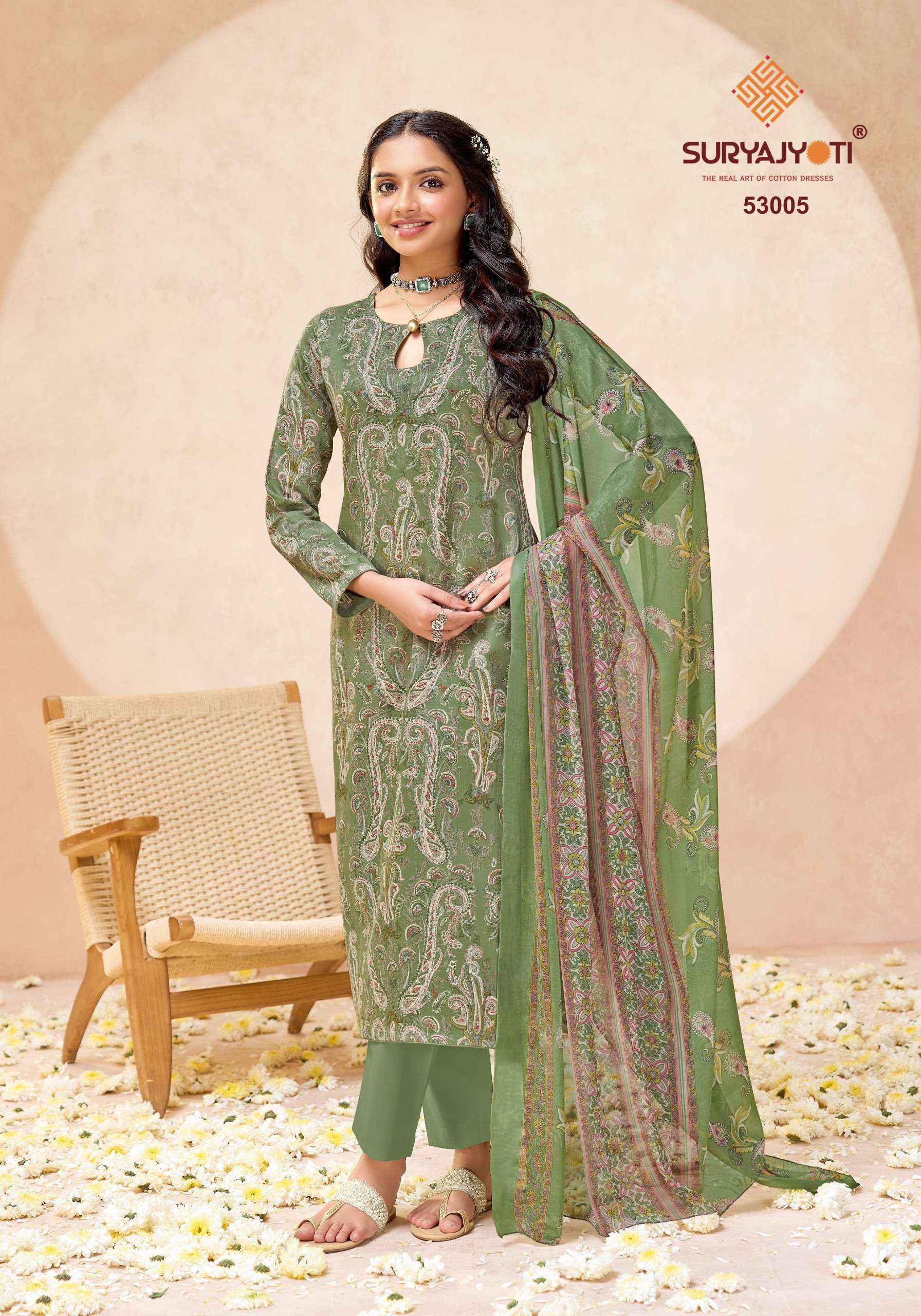 Suryajyoti Naishaa Vol 53 Jam Satin Dress Material Wholesale Surat ( 10 pcs Catalogue )