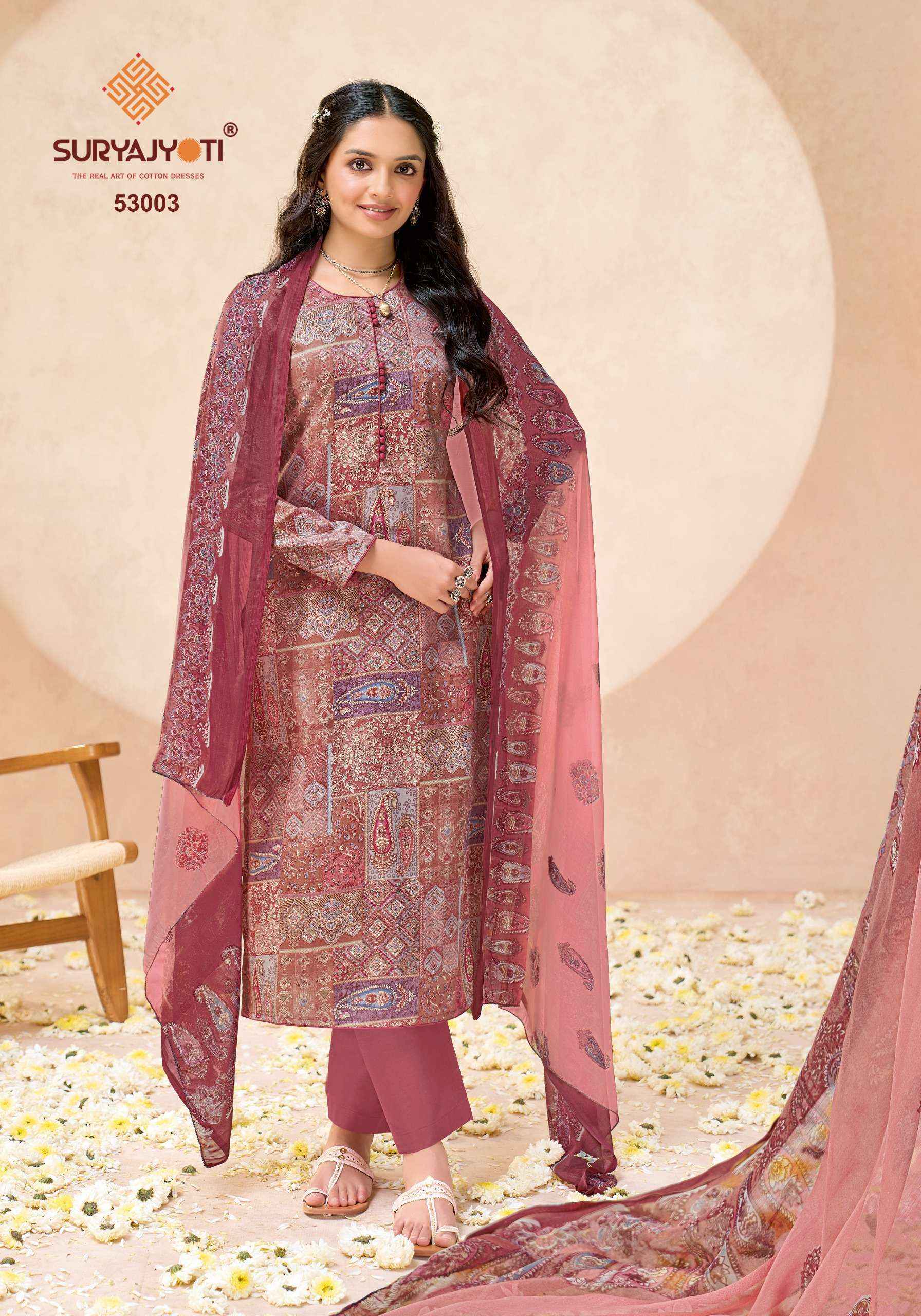 Suryajyoti Naishaa Vol 53 Jam Satin Dress Material Wholesale Surat ( 10 pcs Catalogue )