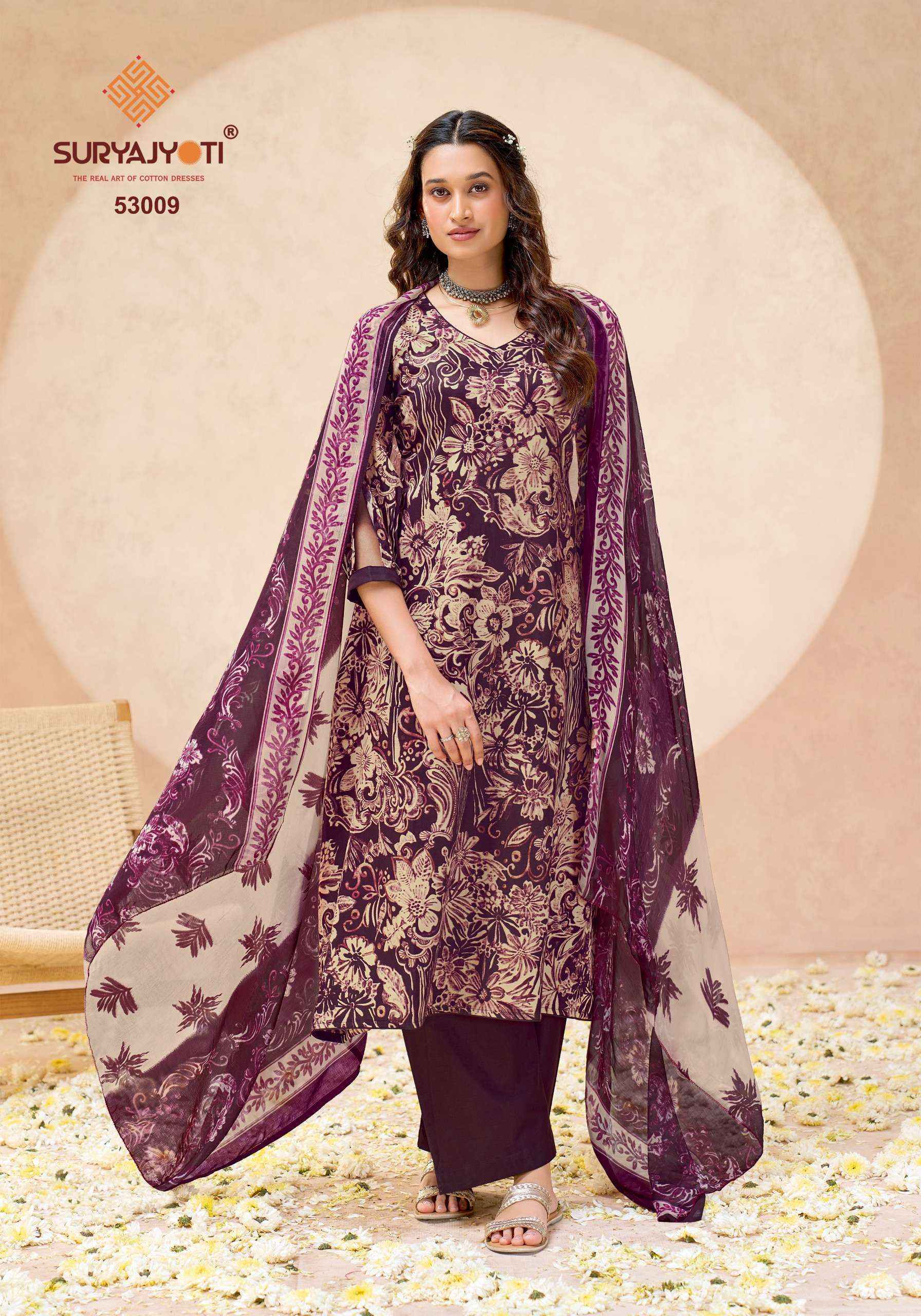 Suryajyoti Naishaa Vol 53 Jam Satin Dress Material Wholesale Surat ( 10 pcs Catalogue )