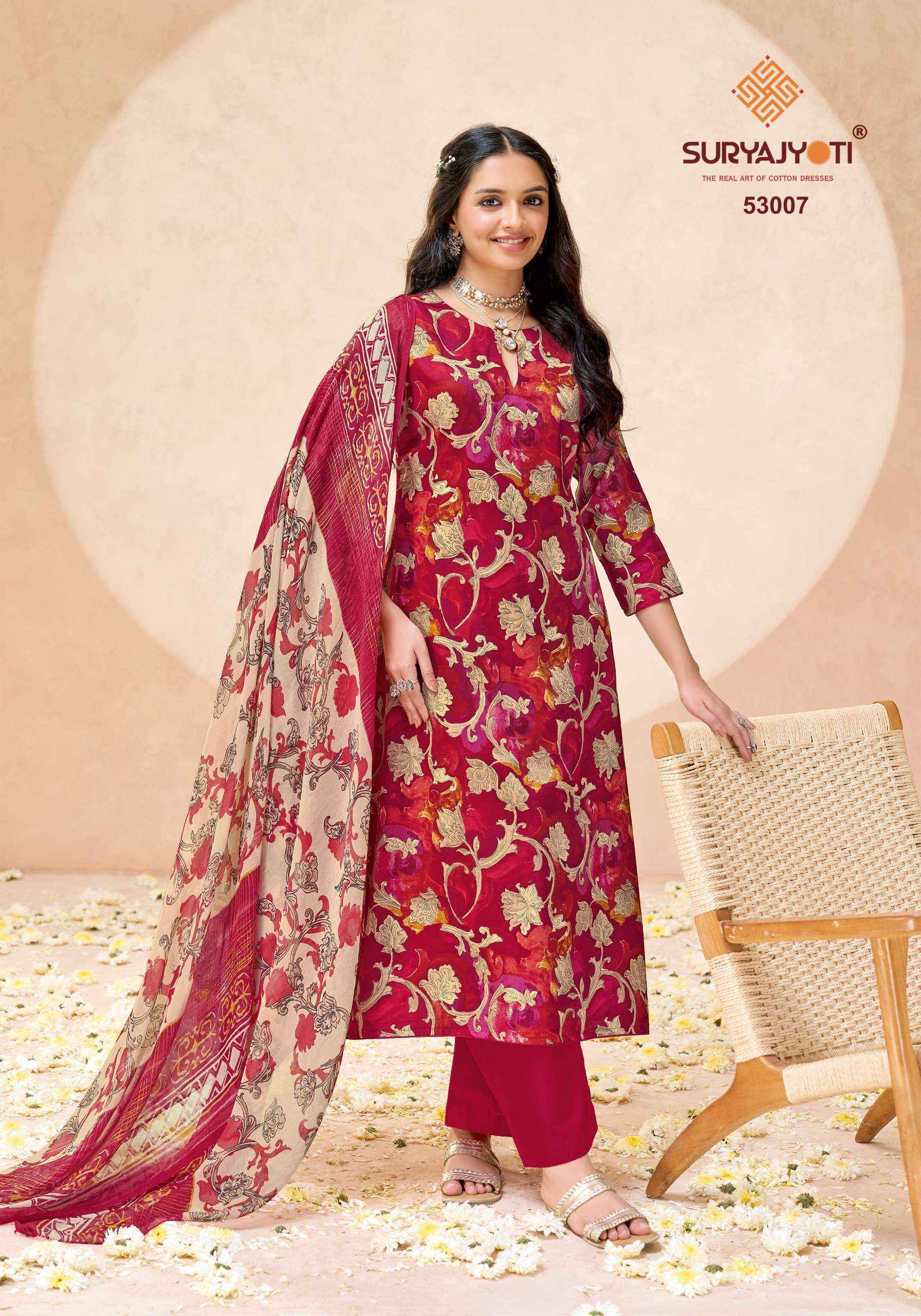 Suryajyoti Naishaa Vol 53 Jam Satin Dress Material Wholesale Surat ( 10 pcs Catalogue )
