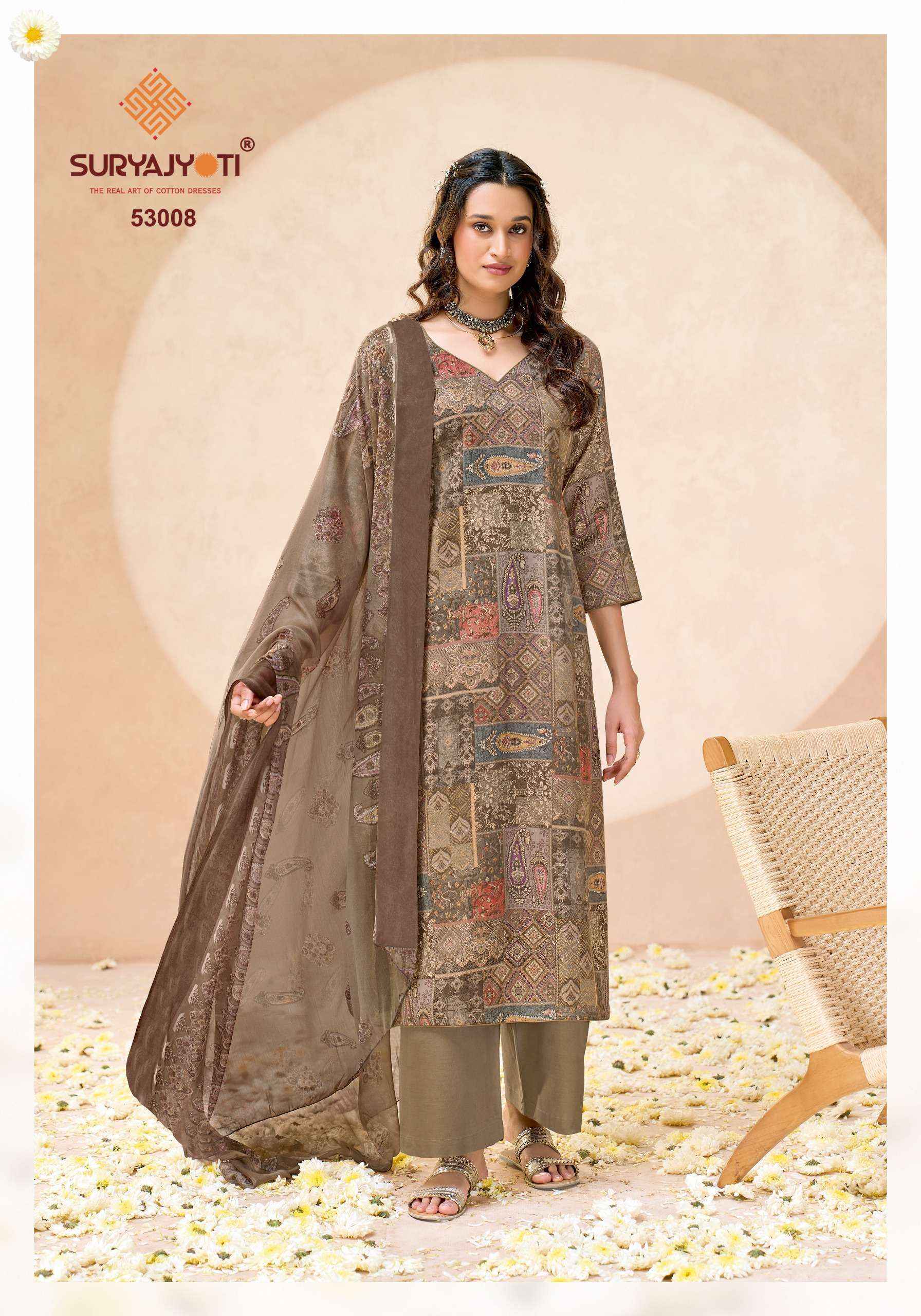 Suryajyoti Naishaa Vol 53 Jam Satin Dress Material Wholesale Surat ( 10 pcs Catalogue )
