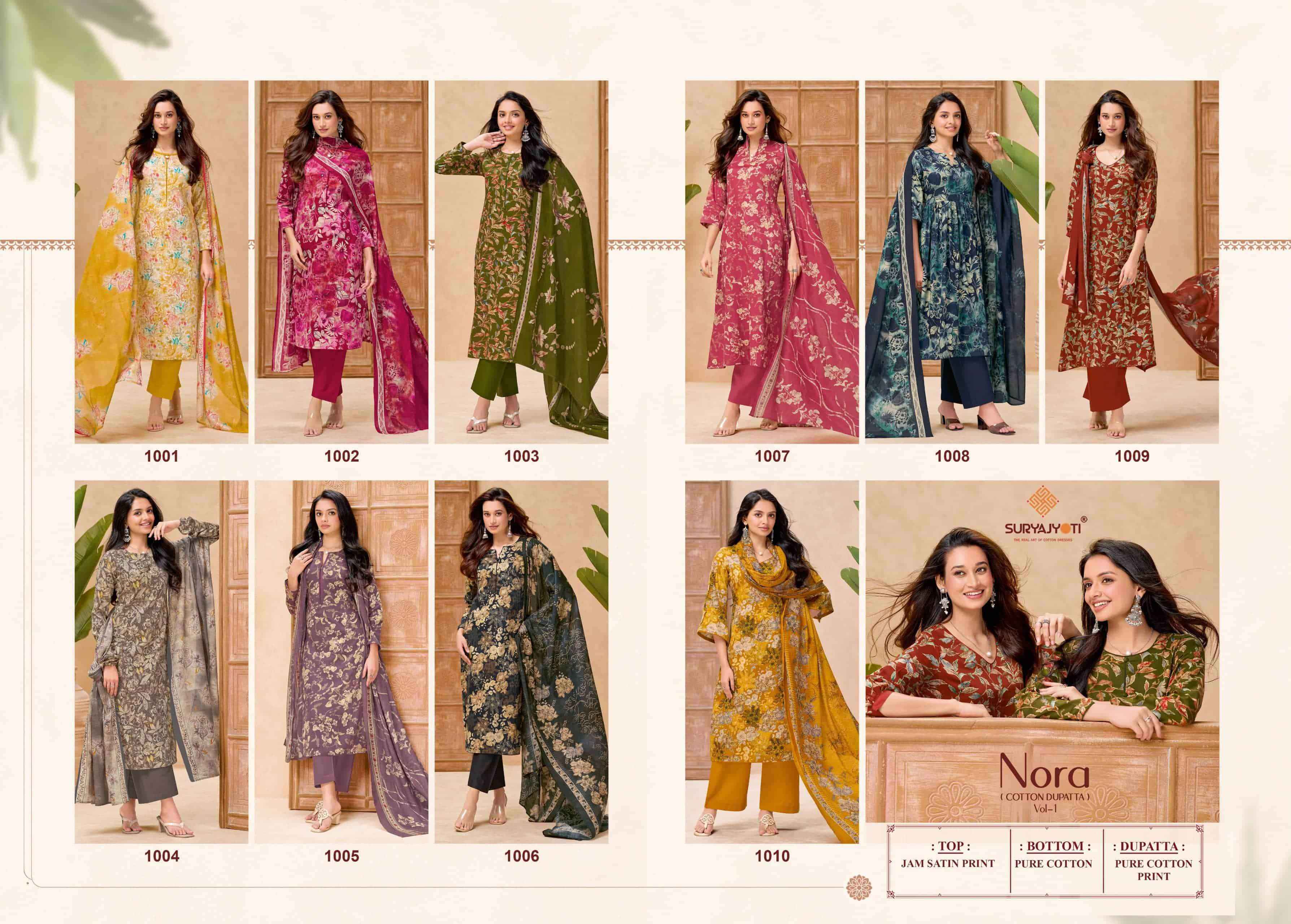 Suryajyoti Nora Vol 1 Zam Satin Ladies Salwar Suits Wholesale Online ( 10 Pcs Catalogue )