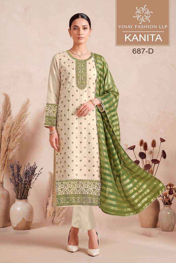 Vinay Fashion Kanita Designer Kanjivaram Silk Dress Material _ Wholesale Factory Rate ( 4 Pcs Catalog )