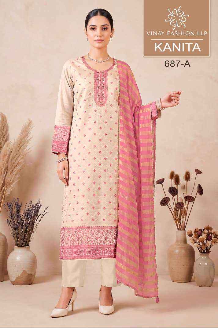 Vinay Fashion Kanita Designer Kanjivaram Silk Dress Material _ Wholesale Factory Rate ( 4 Pcs Catalog )