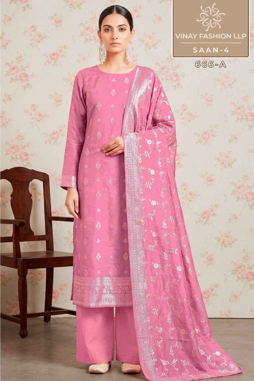 Vinay Kuleesh Saan Vol 4 Viscose Muslin Dress Material _ Wholesale Factory Price ( 4 Pcs Catalog )