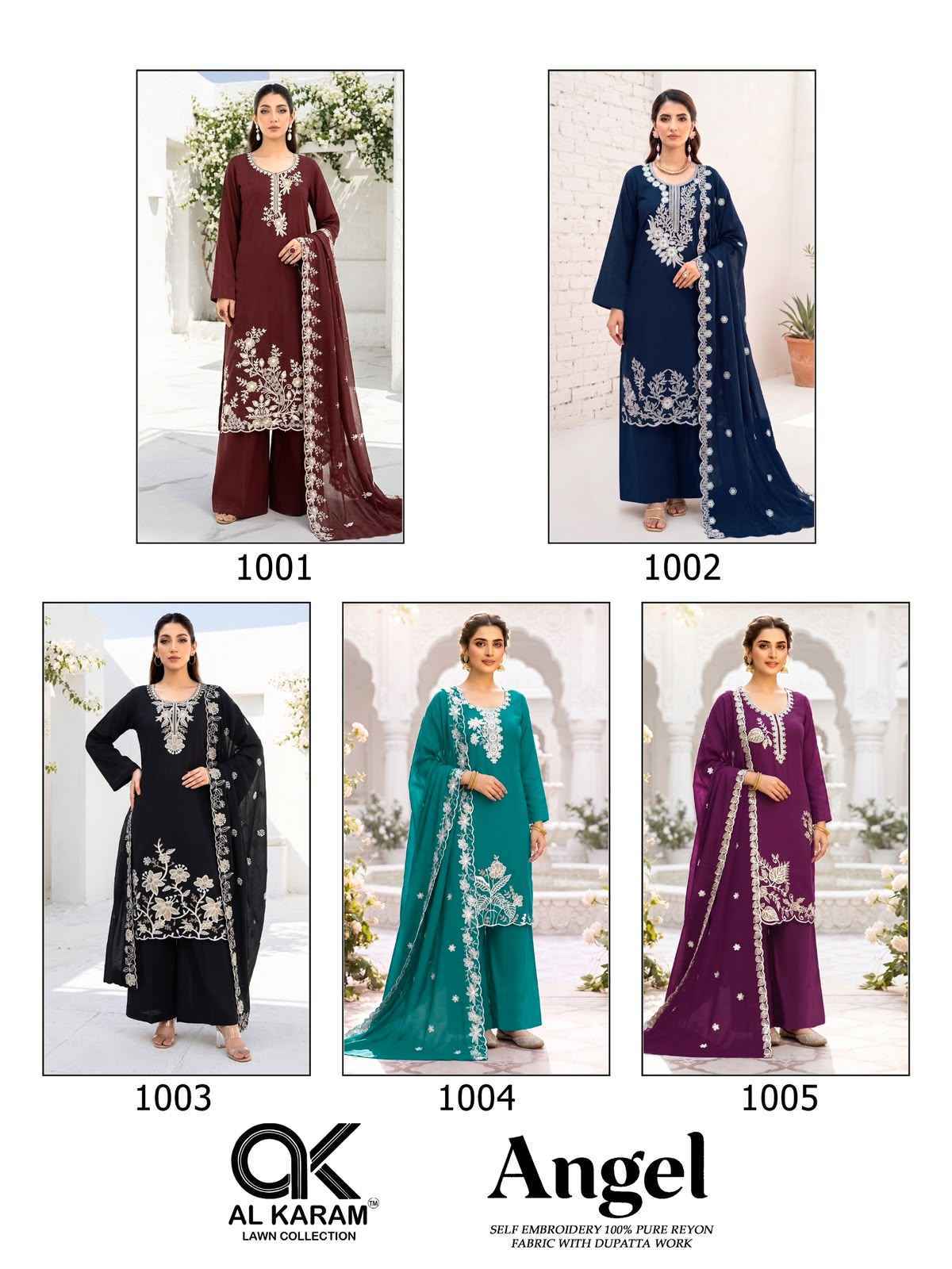 Al Karam Angel Rayon Dress Material _ Wholesale Factory Rate ( 5 Pcs Catalog )