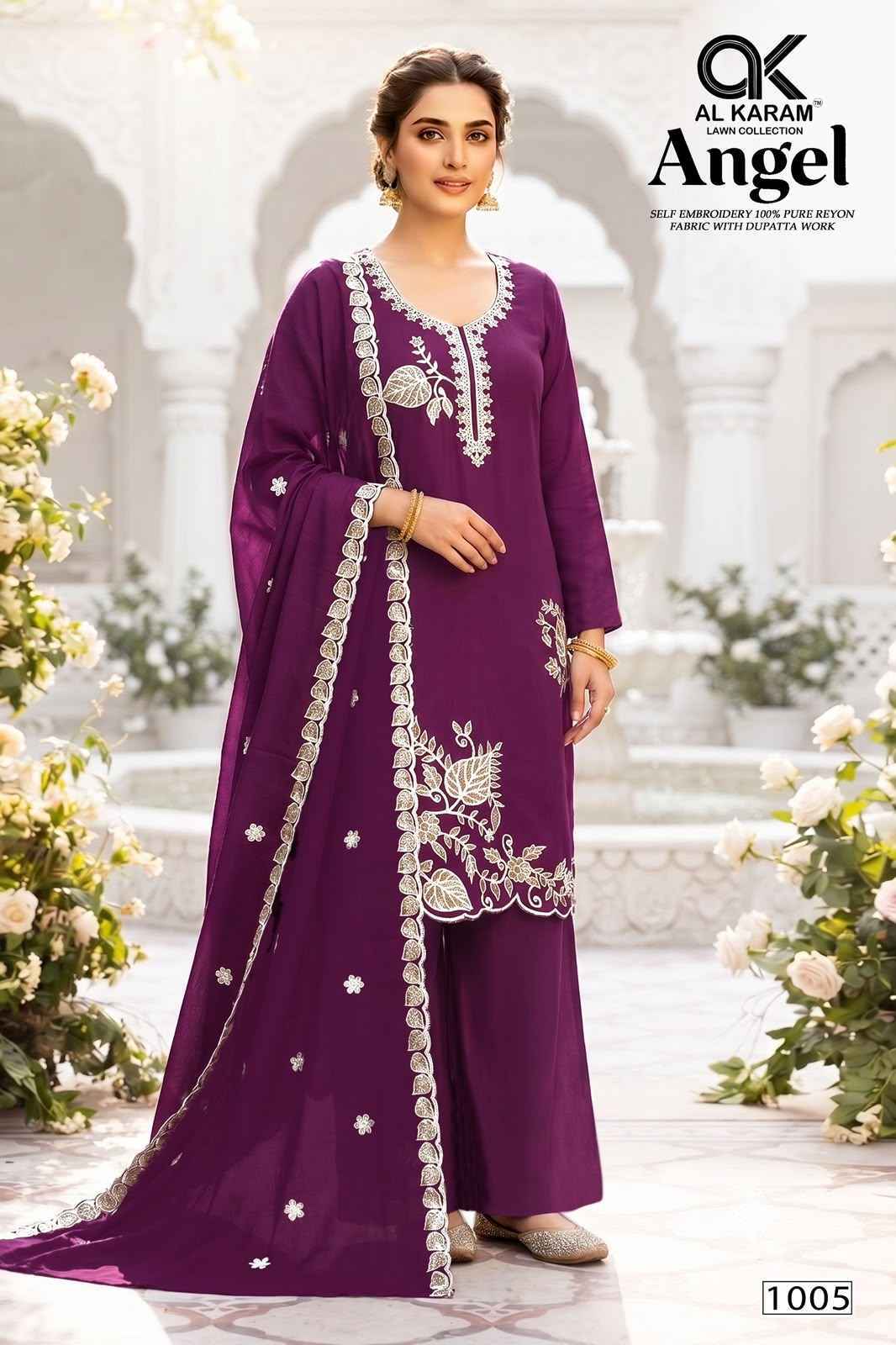 Al Karam Angel Rayon Dress Material _ Wholesale Factory Rate ( 5 Pcs Catalog )
