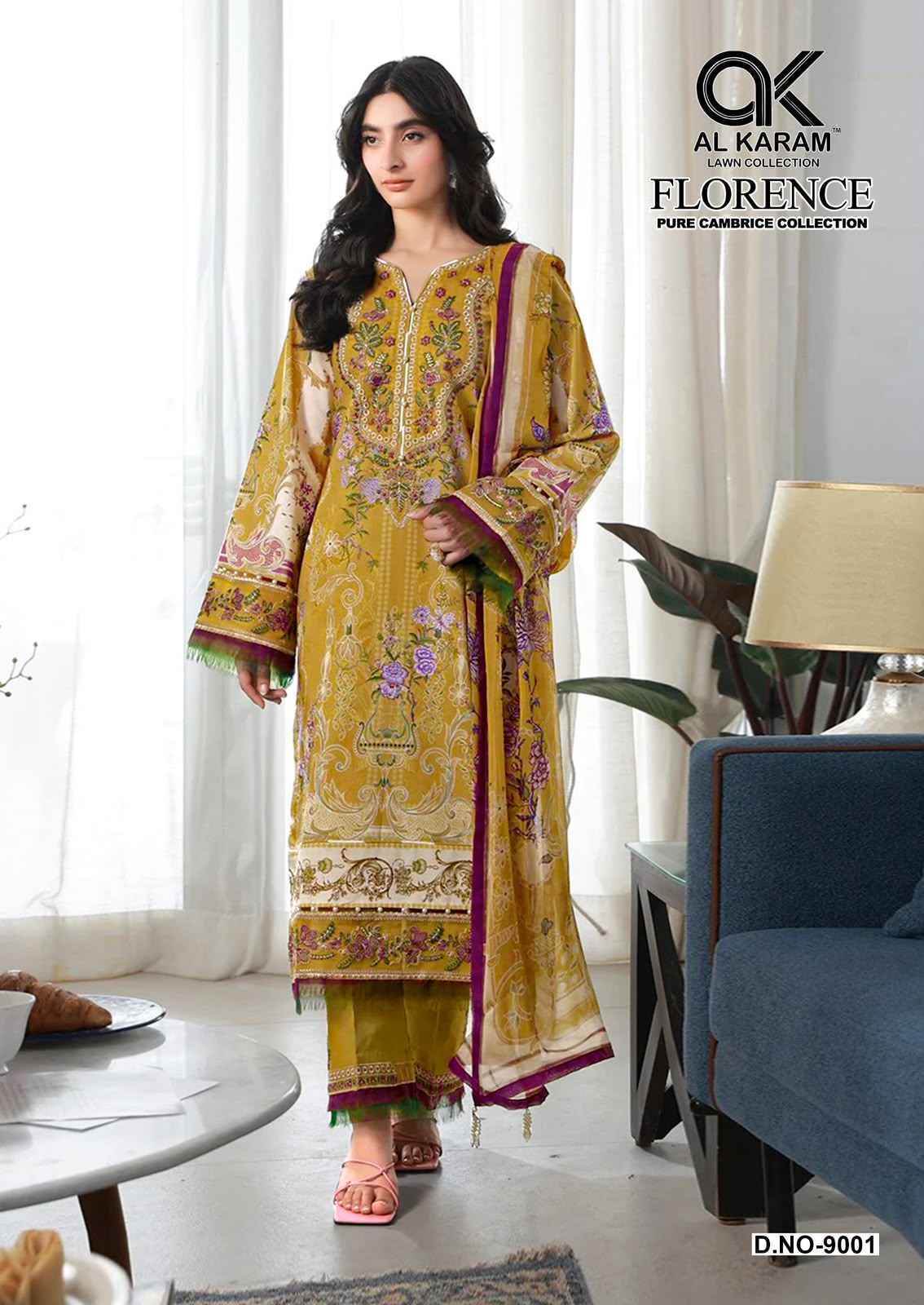Al Karam Florence Vol 9 Cambric Cotton Dress Material _ Wholesale Factory Rate ( 6 Pcs Catalog )