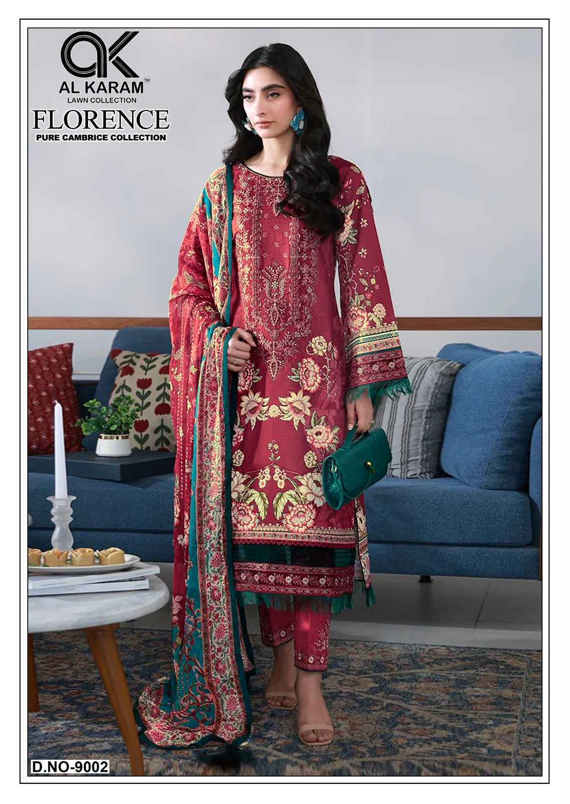 Al Karam Florence Vol 9 Cambric Cotton Dress Material _ Wholesale Factory Rate ( 6 Pcs Catalog )