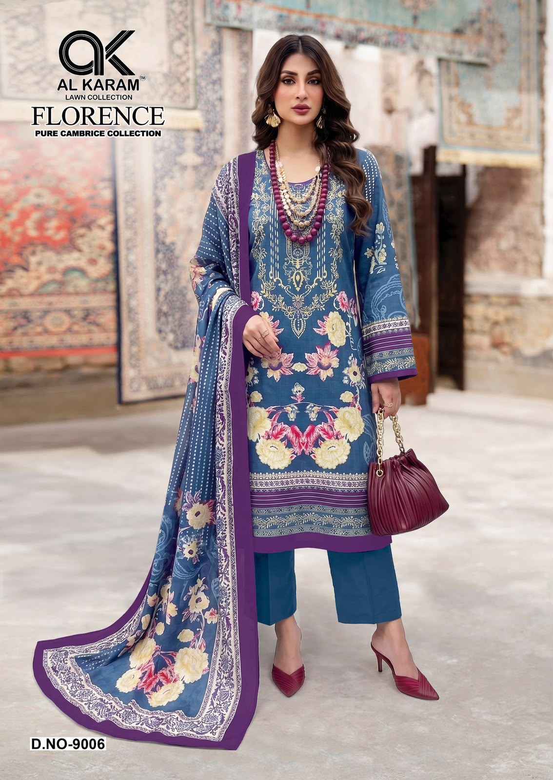 Al Karam Florence Vol 9 Cambric Cotton Dress Material _ Wholesale Factory Rate ( 6 Pcs Catalog )
