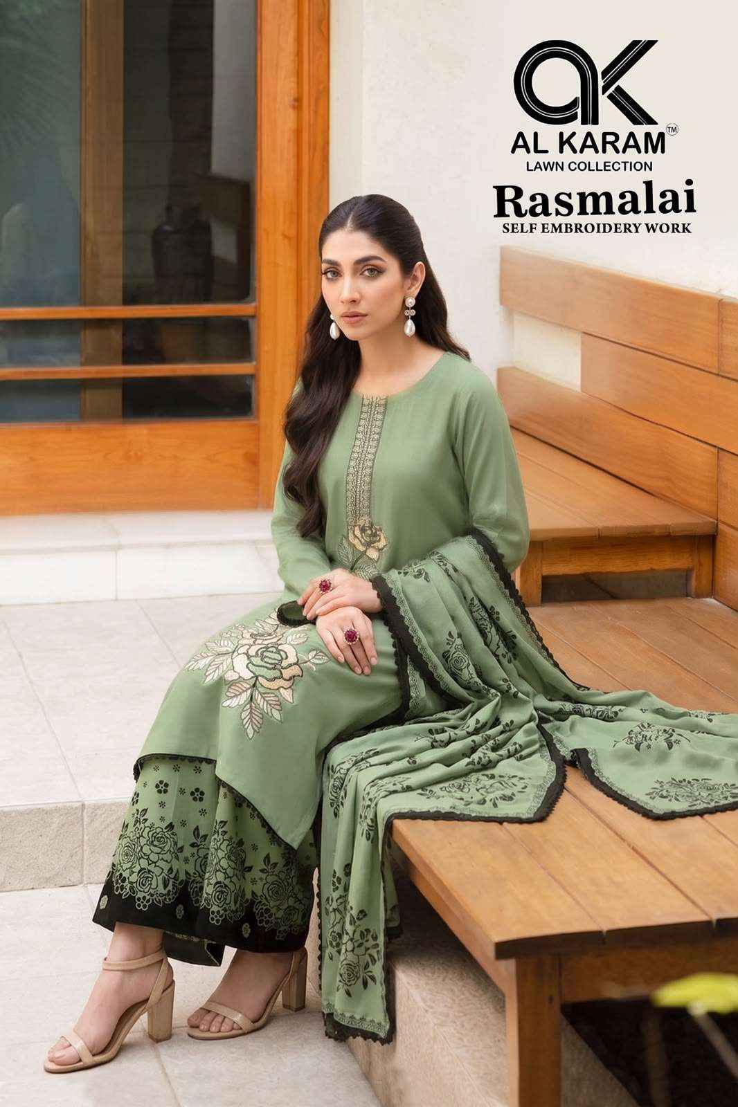 Al Karam Rasmalai Premium Wear Rayon Salwar Suit Catalog Dealers