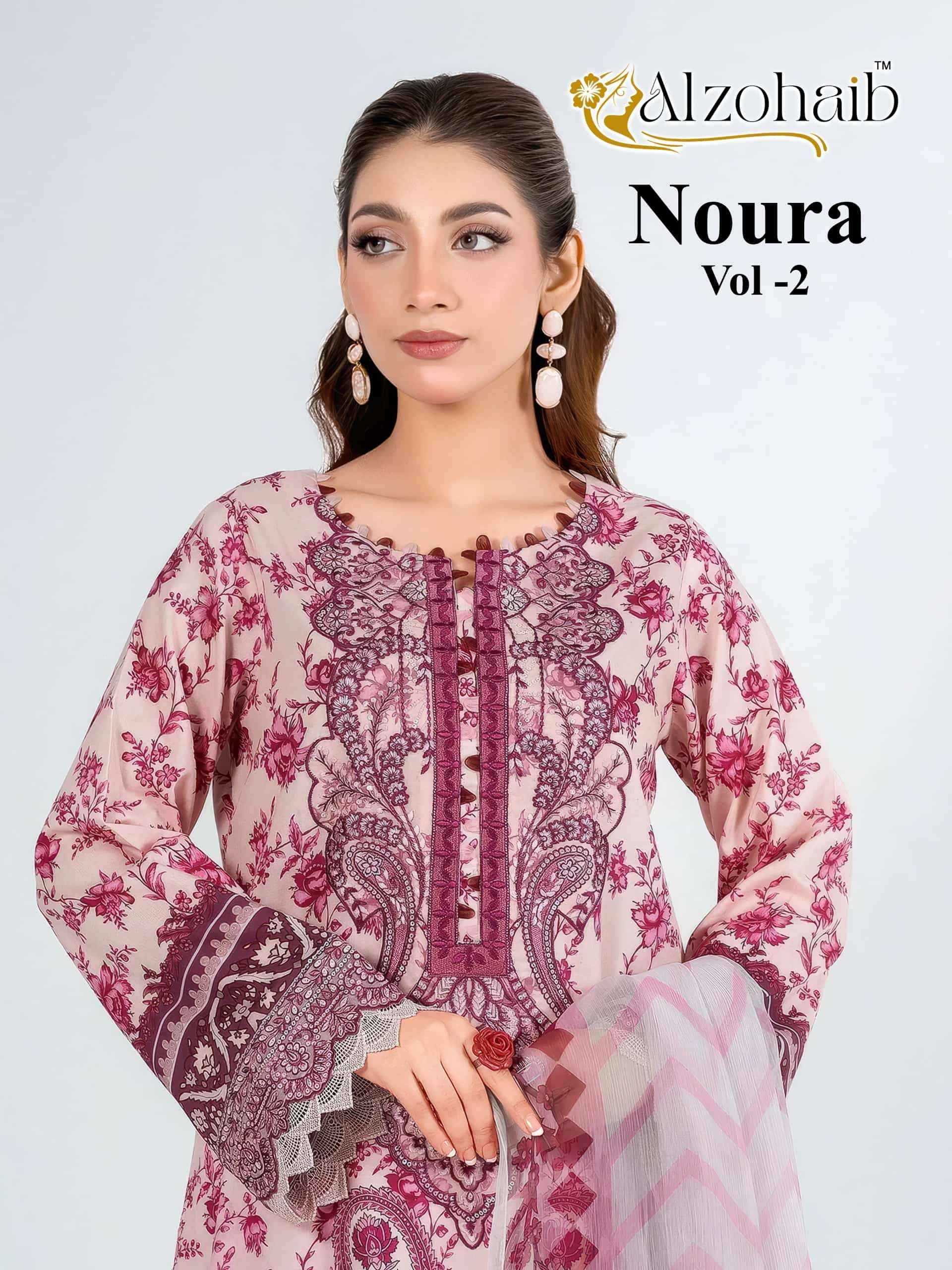Al Zohaib Noura Vol 2 Pure Cotton Pakistani Suits | Wholesale Market Surat ( 4 Pcs Catalogue )