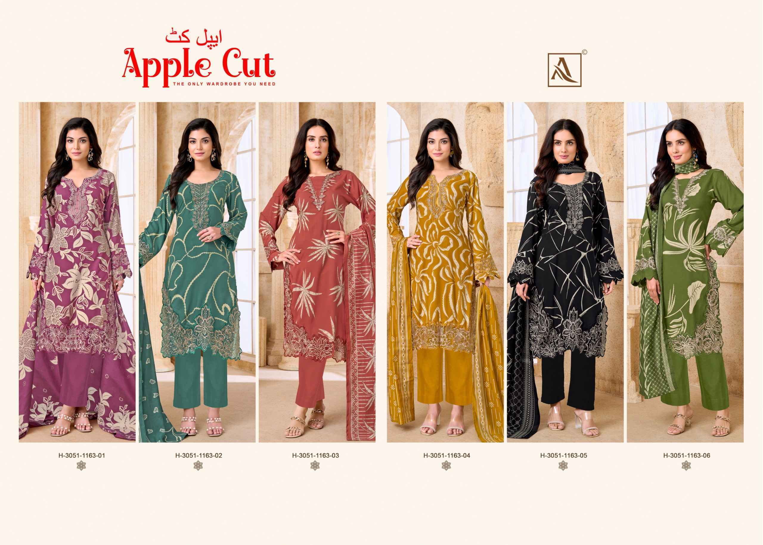 Alok Apple Cut - Viscose Reyon Dress Material - Wholesale Market Surat ( 6 pcs Catalog )