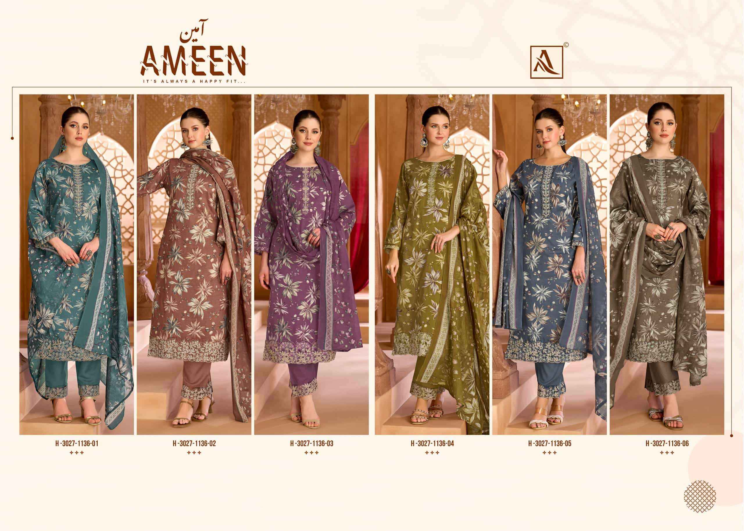 Alok Suit Ameen - Pure Cotton Wholesale Ladies Dress Material ( 6 Pcs Catalog )