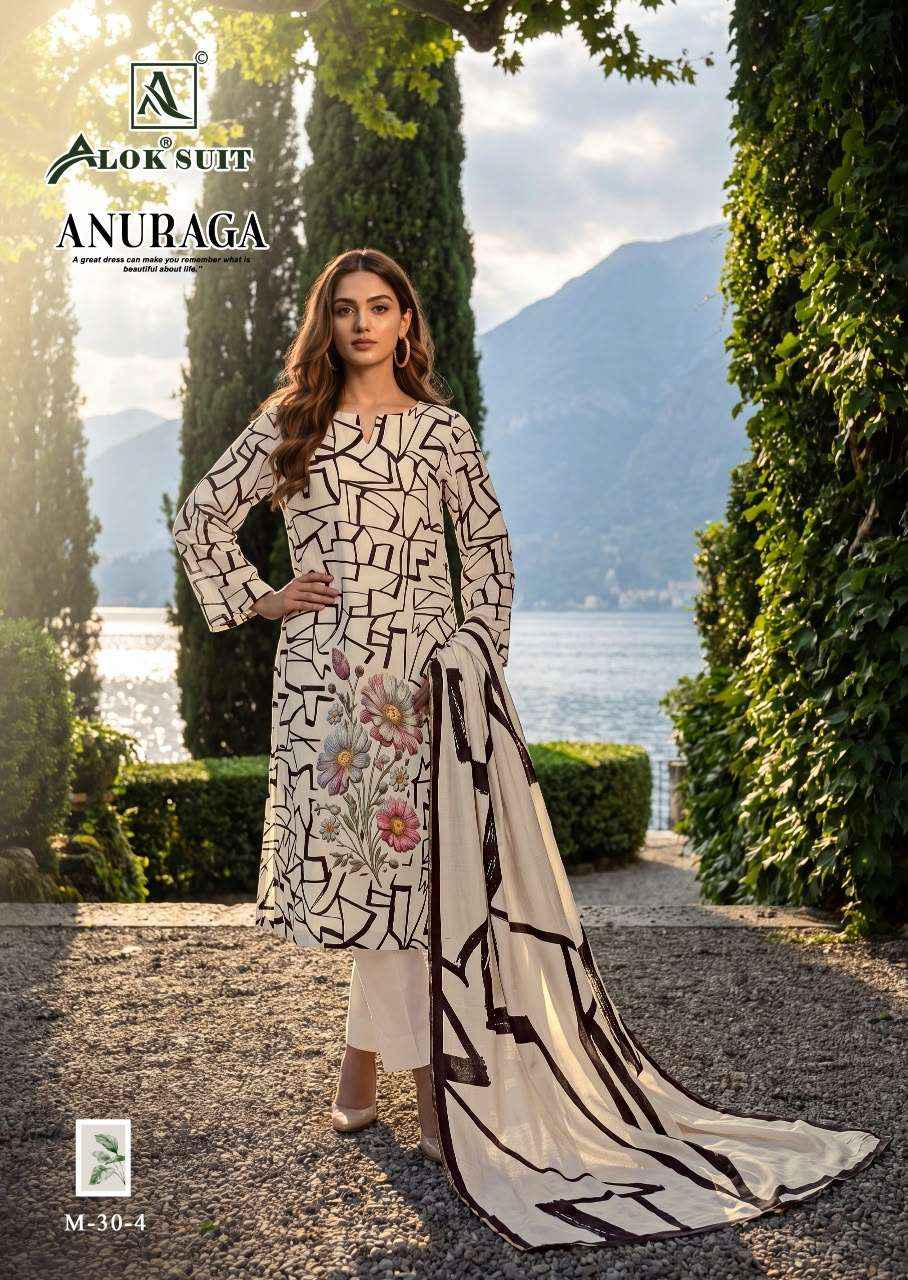 Alok Suit Anuraga Premium Wear Muslin Dress Material _ Wholesale Factory Rate ( 4 Pcs Catalog )
