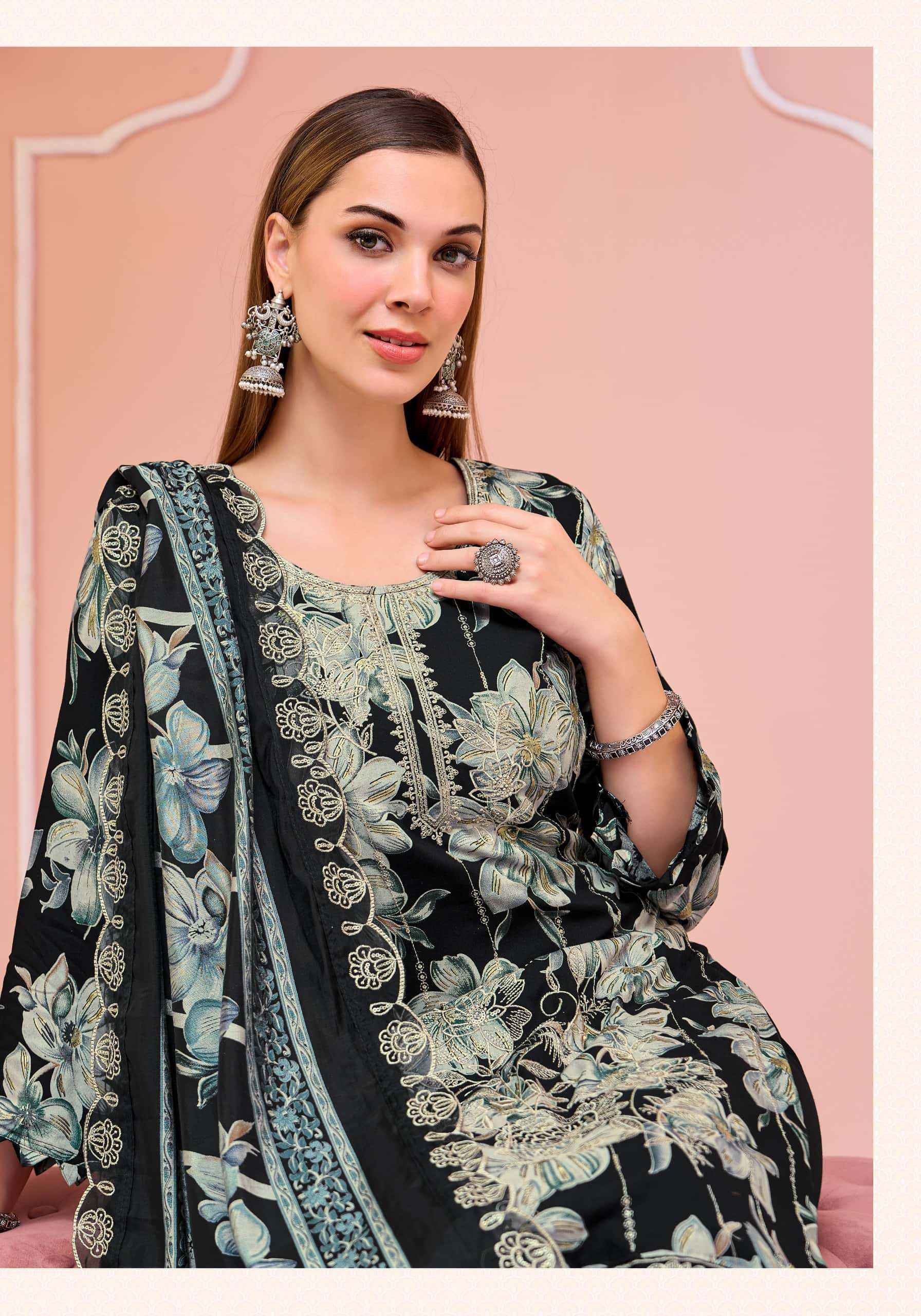Alok Suit Crystal Black Premium Designs Rayon Dress Material _ Wholesale Factory Rate ( 6 Pcs Catalog )