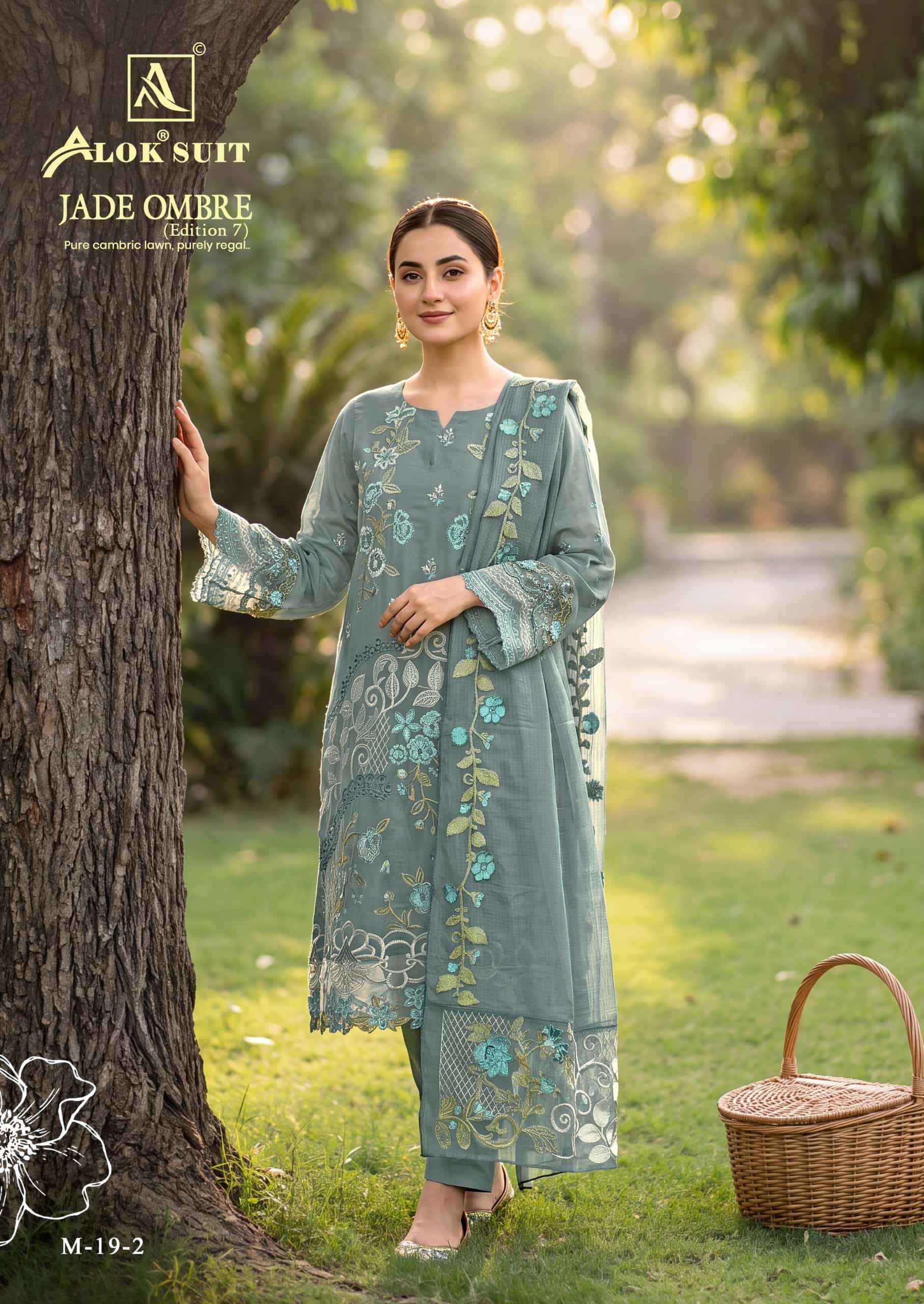 Alok Suit Jade Ombre Edition 7 Designer Cotton Dress Material _ Wholesale Factory Rate ( 6 Pcs Catalog )