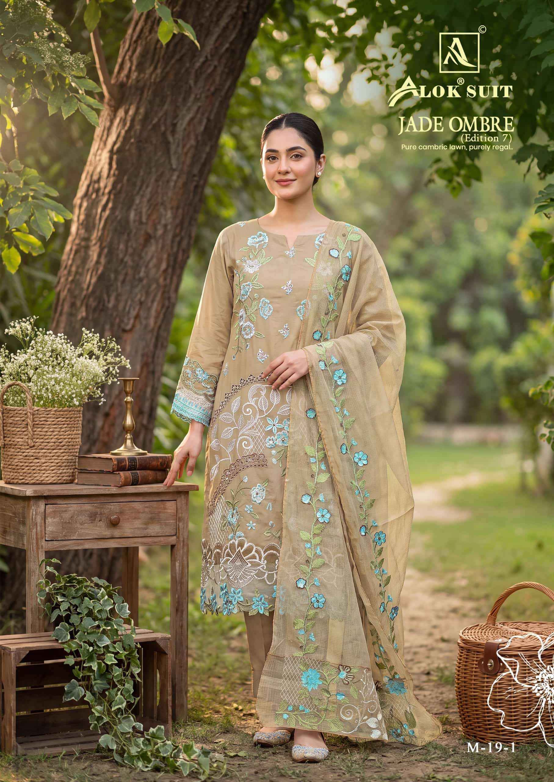 Alok Suit Jade Ombre Edition 7 Designer Cotton Dress Material _ Wholesale Factory Rate ( 6 Pcs Catalog )