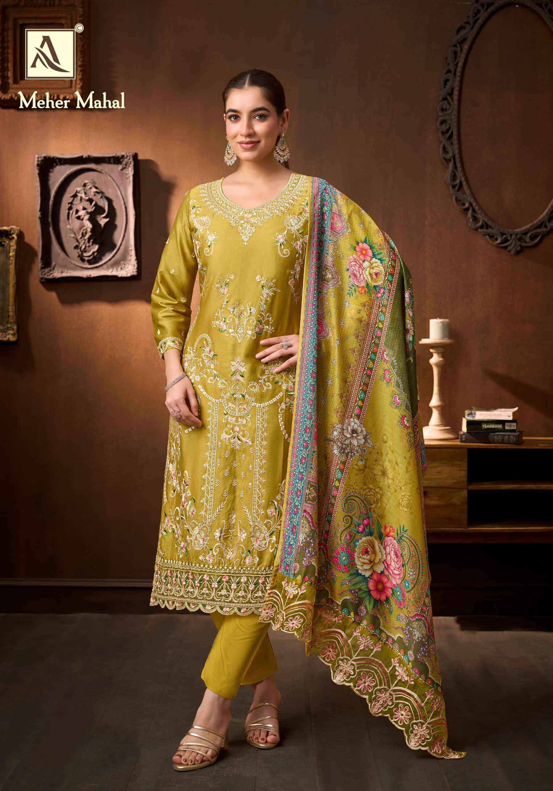 Alok Suit Meher Mahal Suits Wholesale - surat textile market (4 Pcs Catalogue )