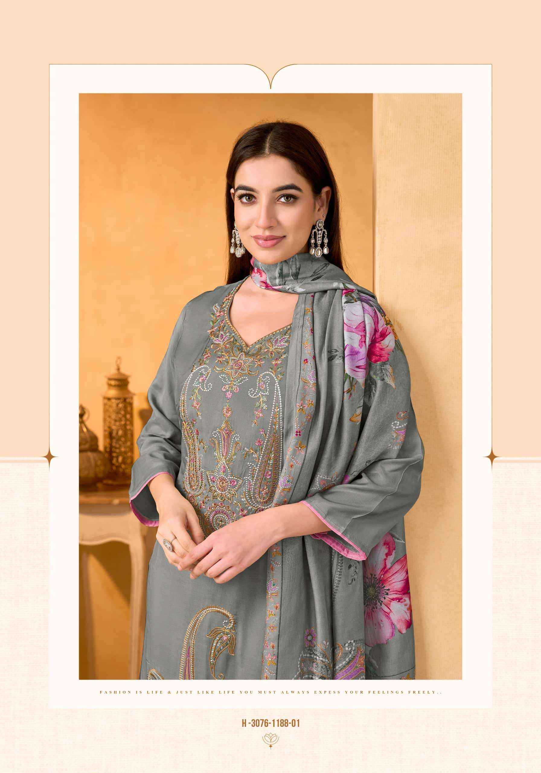 Alok Suit Rosemont Fancy Muslin Dress Material _ Wholesale Factory Rate ( 6 Pcs Catalog )