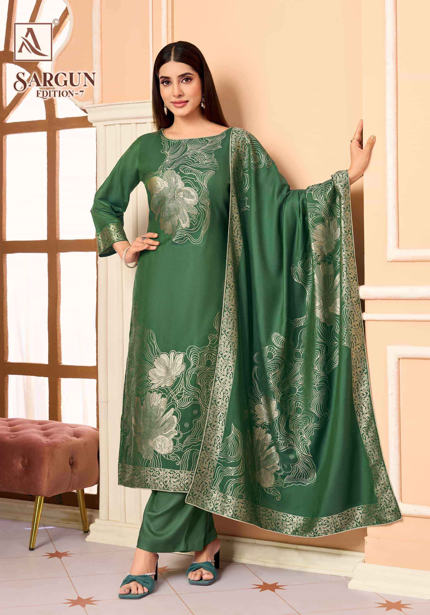 Alok Suit Sargun Edition 7 - Wholesale Muslin Jacquard Dresses ( 6 Pcs Catalog )