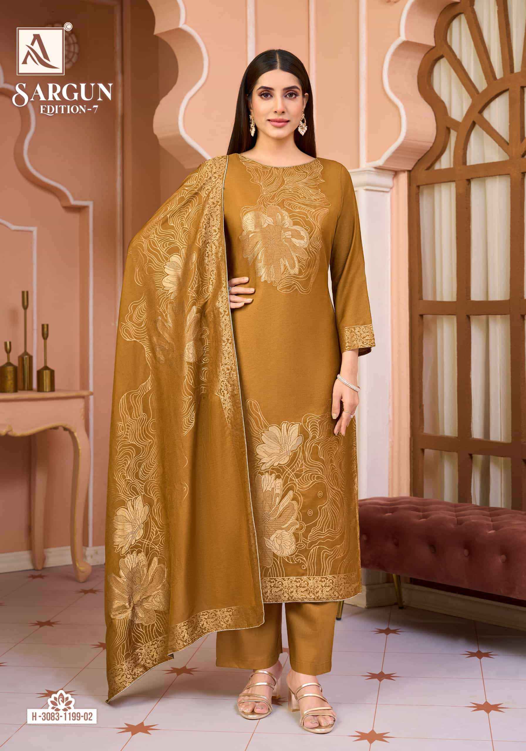 Alok Suit Sargun Edition 7 - Wholesale Muslin Jacquard Dresses ( 6 Pcs Catalog )