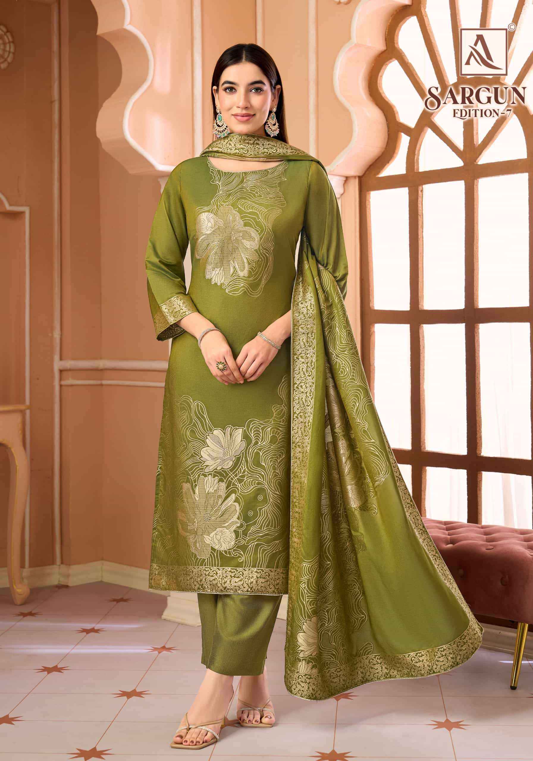 Alok Suit Sargun Edition 7 - Wholesale Muslin Jacquard Dresses ( 6 Pcs Catalog )