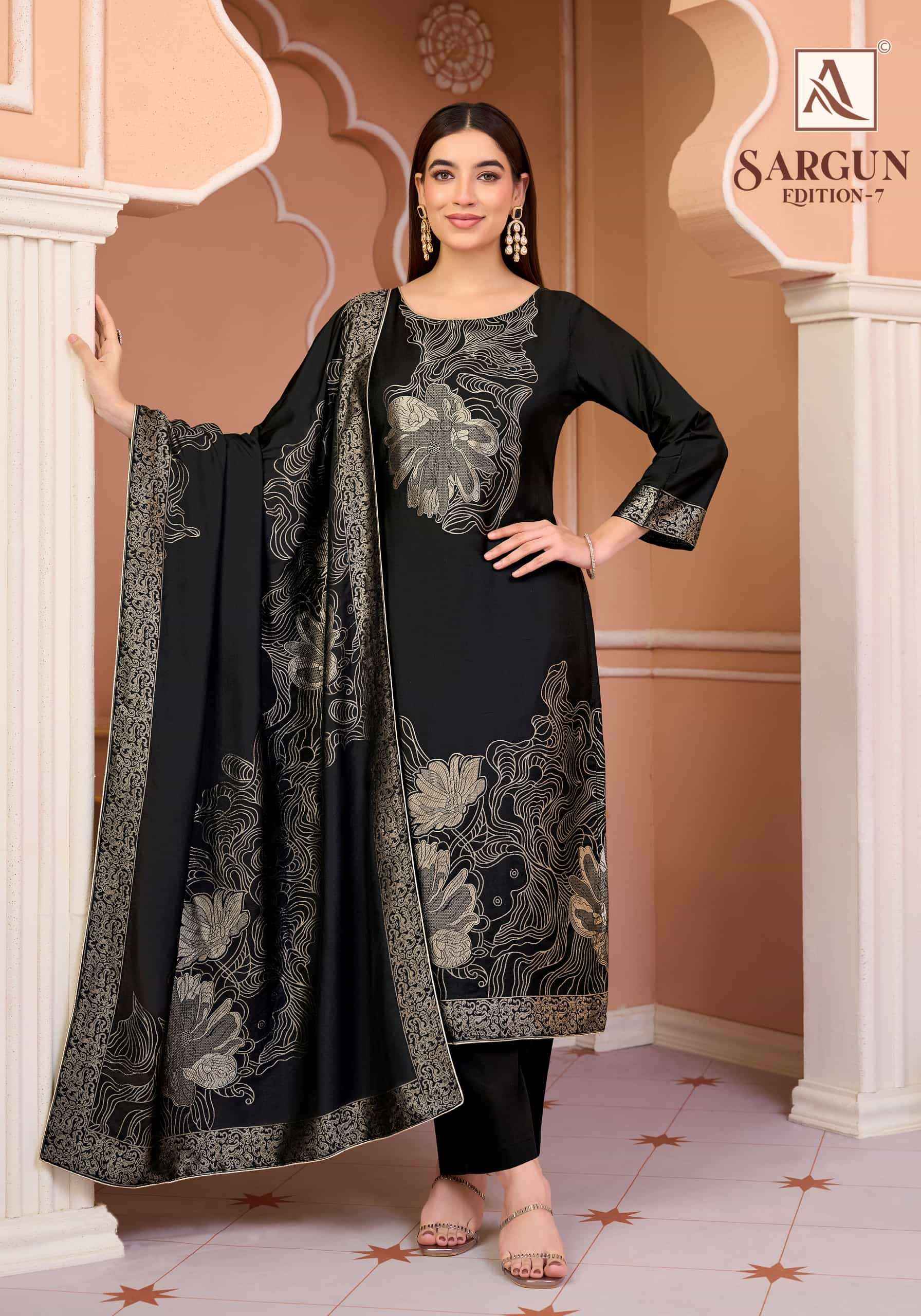 Alok Suit Sargun Edition 7 - Wholesale Muslin Jacquard Dresses ( 6 Pcs Catalog )
