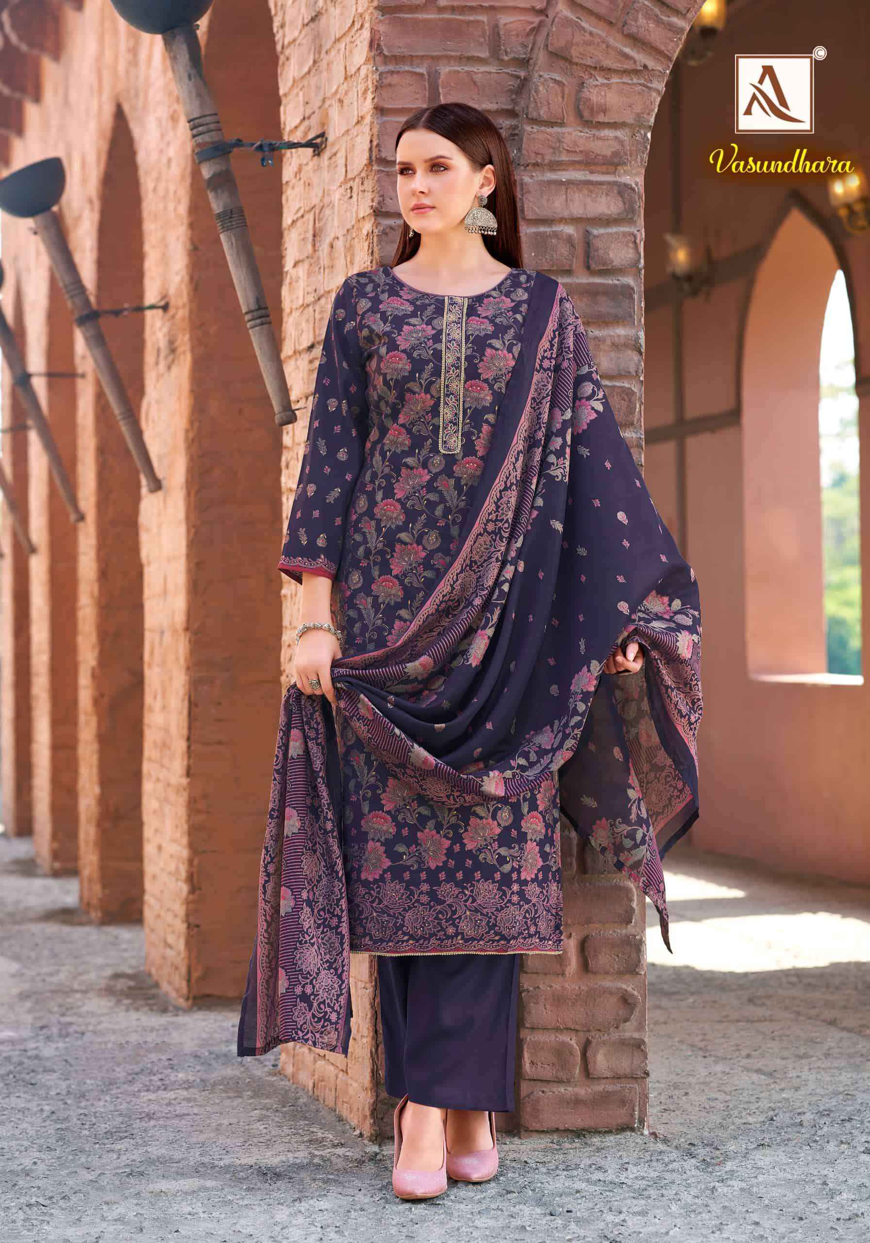 Alok Suit Vasundhara Fancy Ladies Dress Material _ Wholesale Factory Rate ( 6 Pcs Catalog )