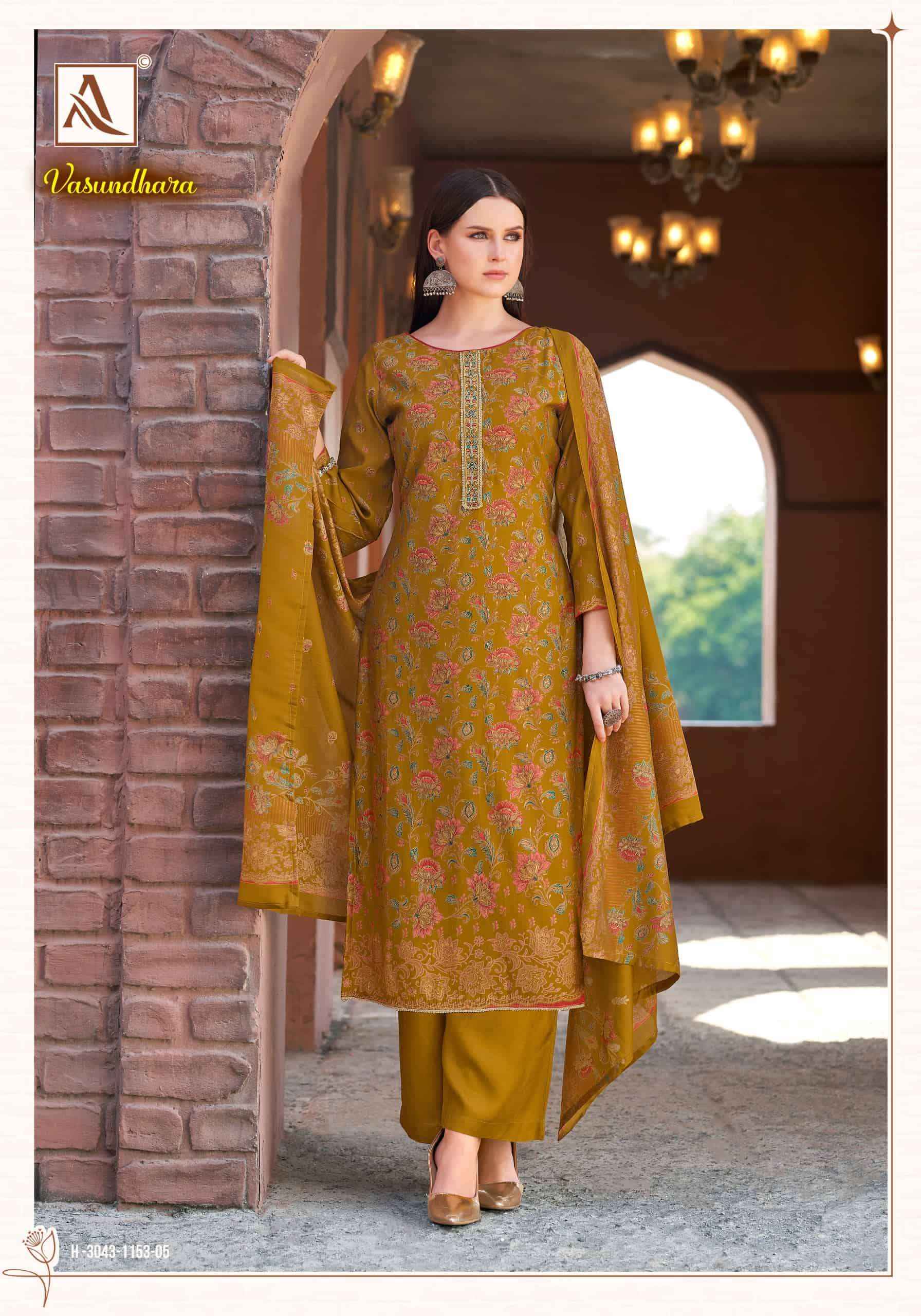 Alok Suit Vasundhara Fancy Ladies Dress Material _ Wholesale Factory Rate ( 6 Pcs Catalog )