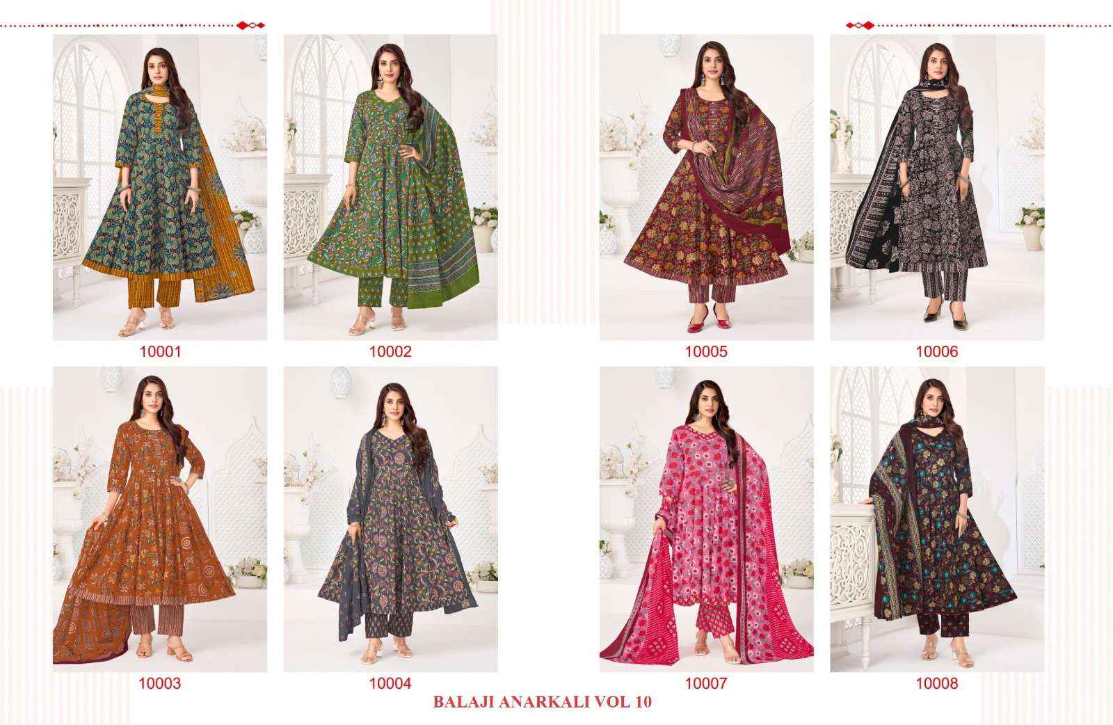 BALAJI COTTON ANARKALI VOL 10 ANARKALI SUITS WHOLESALE ( 8 pcs Catalogue )