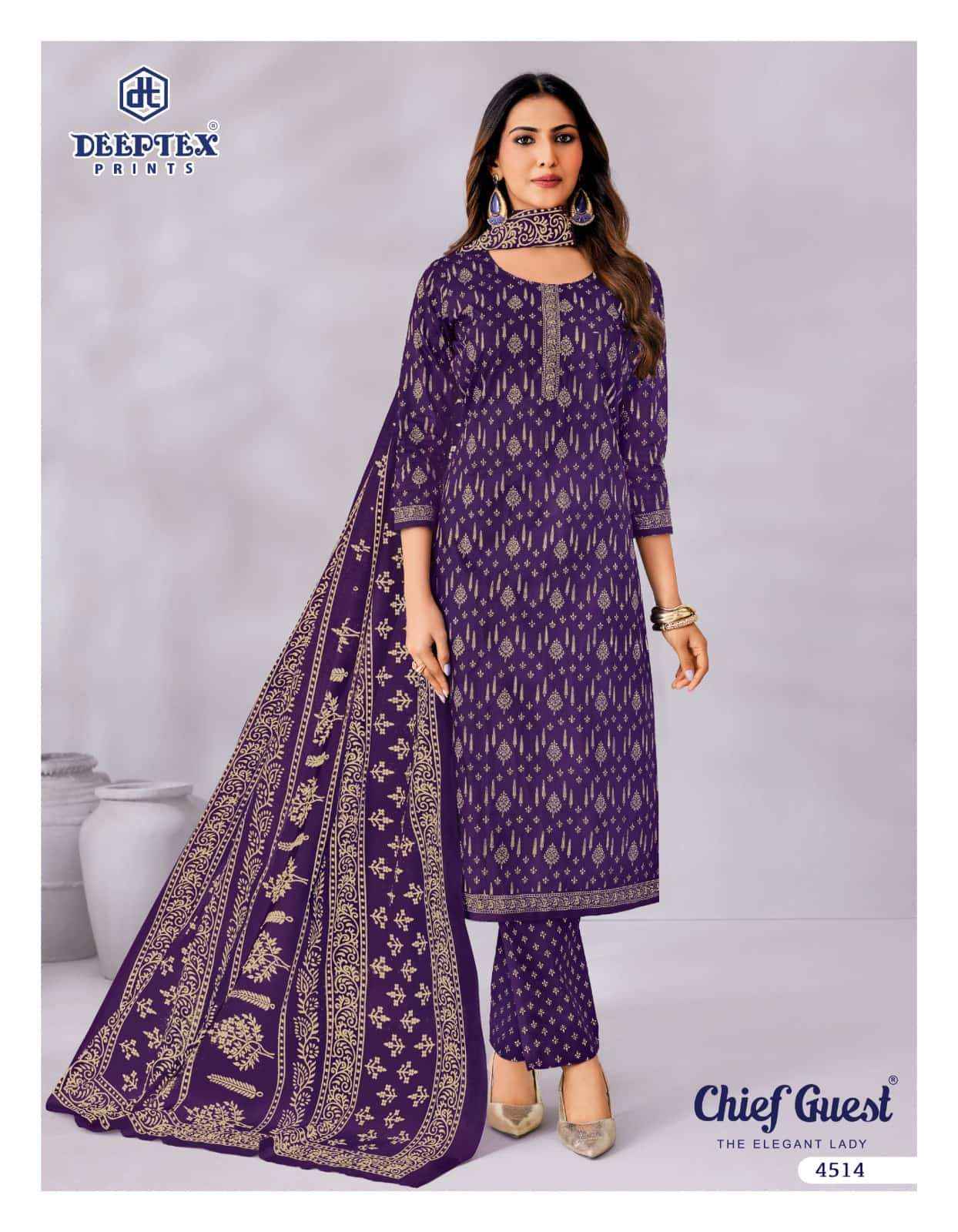 Deeptex Chief Guest Vol 45 Unstitch Cotton Dress Material _ Wholesale Factory Rate ( 15 Pcs Catalog )