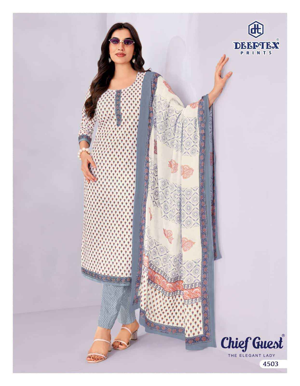 Deeptex Chief Guest Vol 45 Unstitch Cotton Dress Material _ Wholesale Factory Rate ( 15 Pcs Catalog )