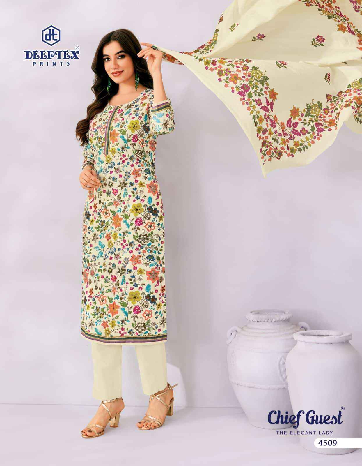 Deeptex Chief Guest Vol 45 Unstitch Cotton Dress Material _ Wholesale Factory Rate ( 15 Pcs Catalog )