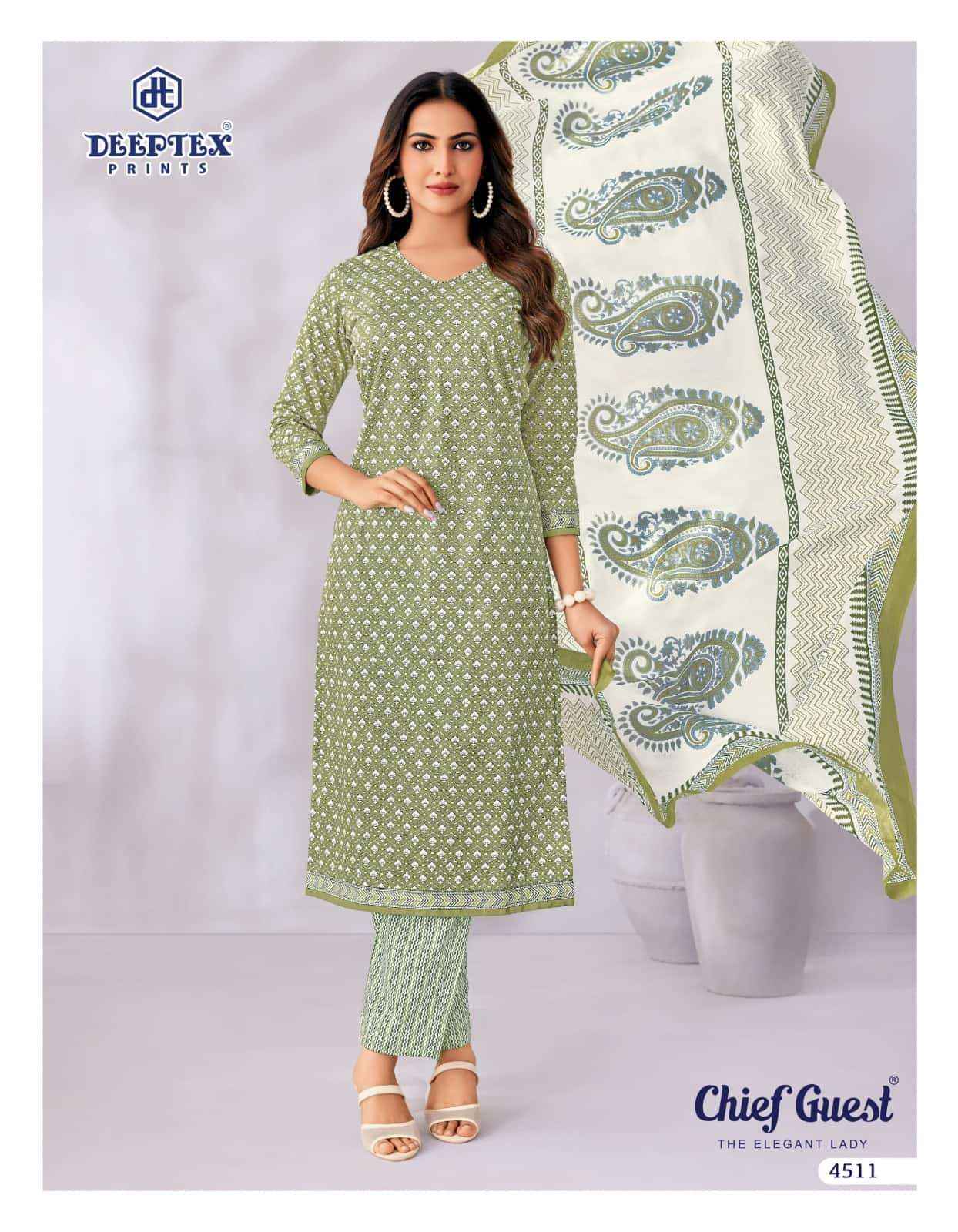 Deeptex Chief Guest Vol 45 Unstitch Cotton Dress Material _ Wholesale Factory Rate ( 15 Pcs Catalog )