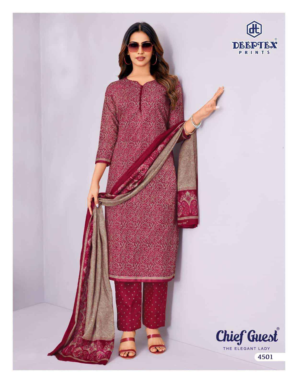 Deeptex Chief Guest Vol 45 Unstitch Cotton Dress Material _ Wholesale Factory Rate ( 15 Pcs Catalog )