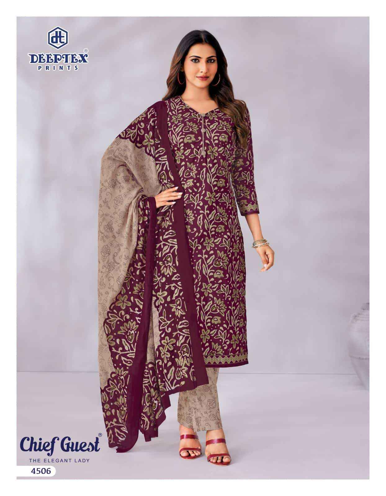 Deeptex Chief Guest Vol 45 Unstitch Cotton Dress Material _ Wholesale Factory Rate ( 15 Pcs Catalog )