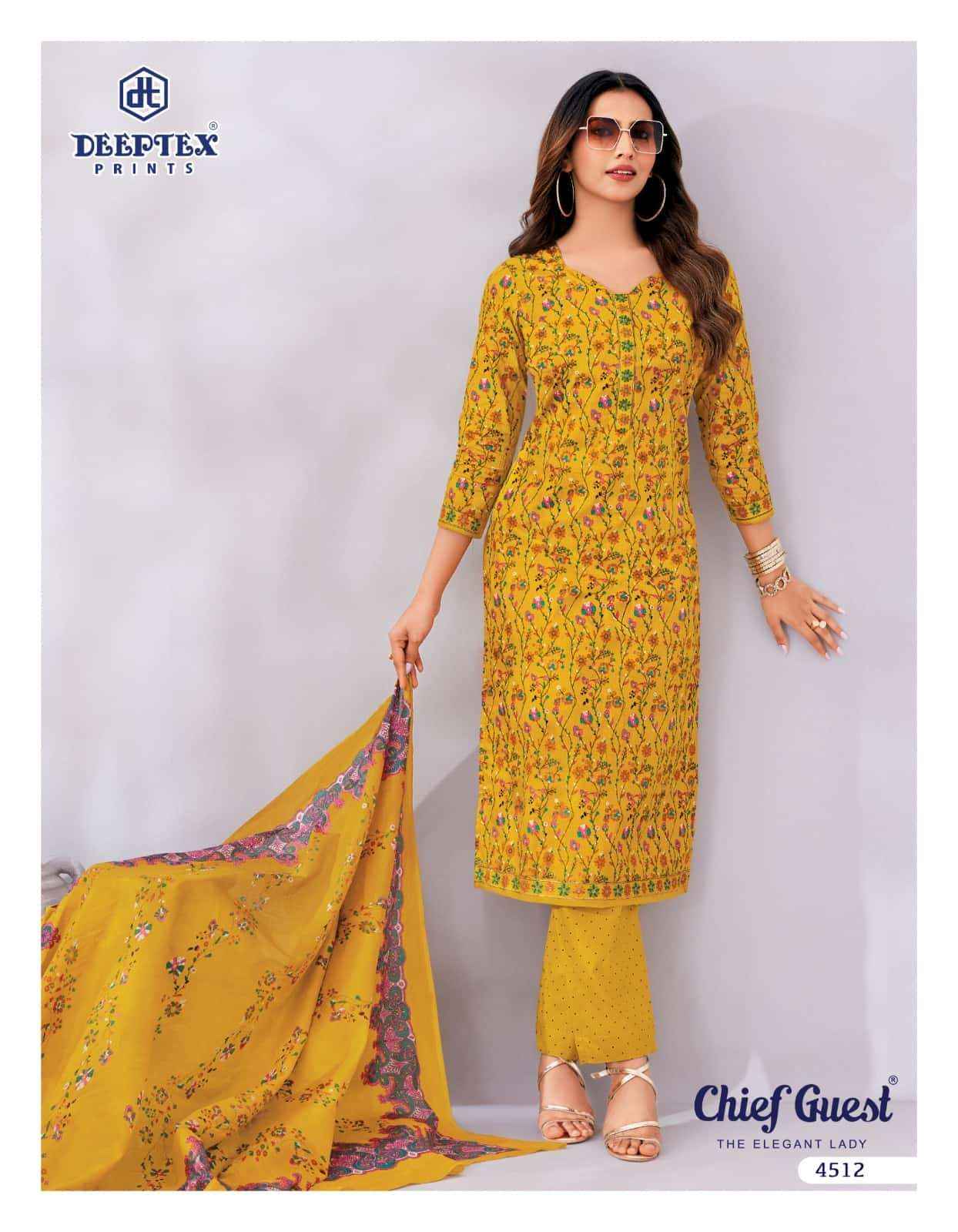 Deeptex Chief Guest Vol 45 Unstitch Cotton Dress Material _ Wholesale Factory Rate ( 15 Pcs Catalog )