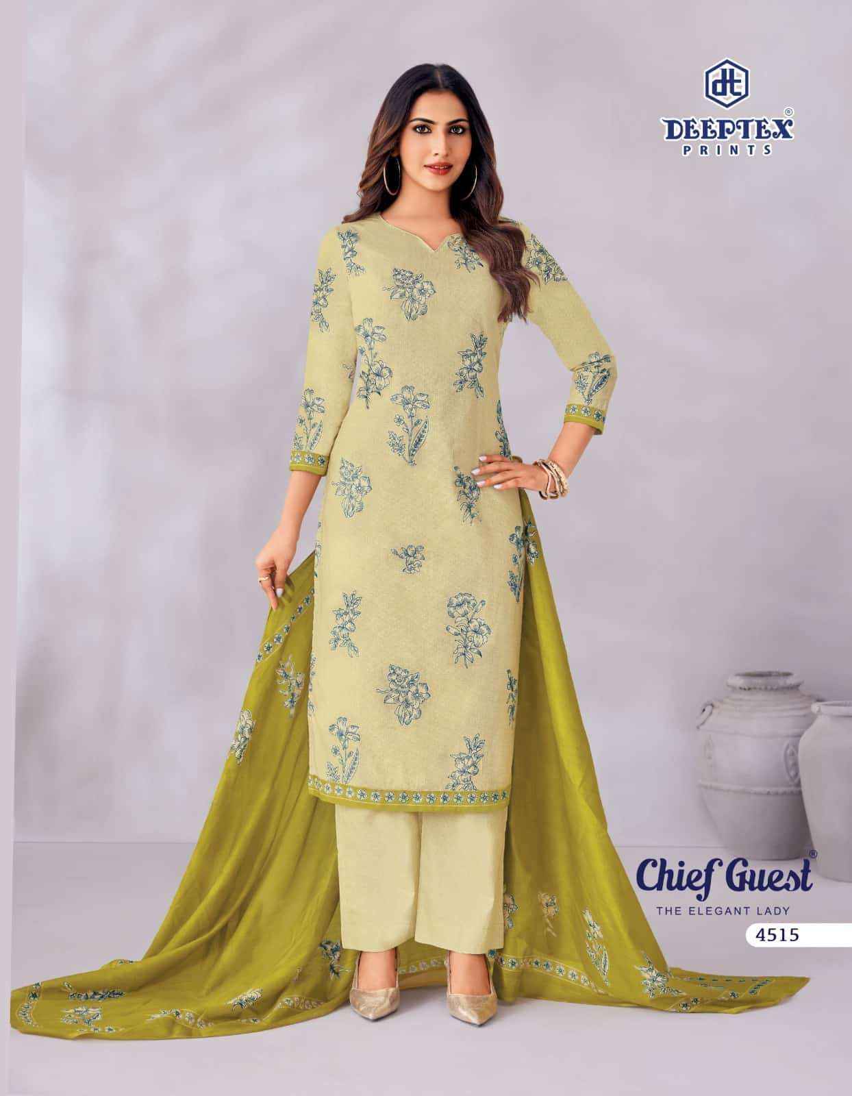Deeptex Chief Guest Vol 45 Unstitch Cotton Dress Material _ Wholesale Factory Rate ( 15 Pcs Catalog )