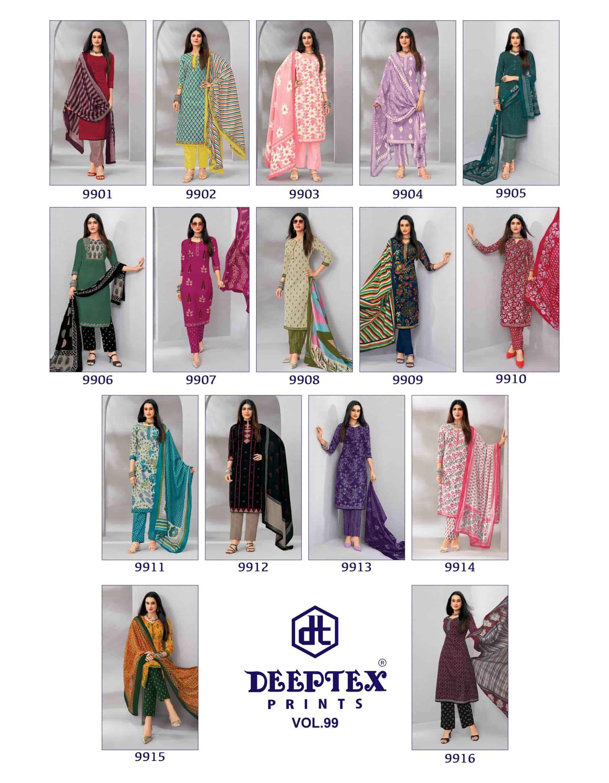 Deeptex Miss India Vol 99 - Dress Material Latest Catalog Wholesale Price ( 16 Pcs Catalog )