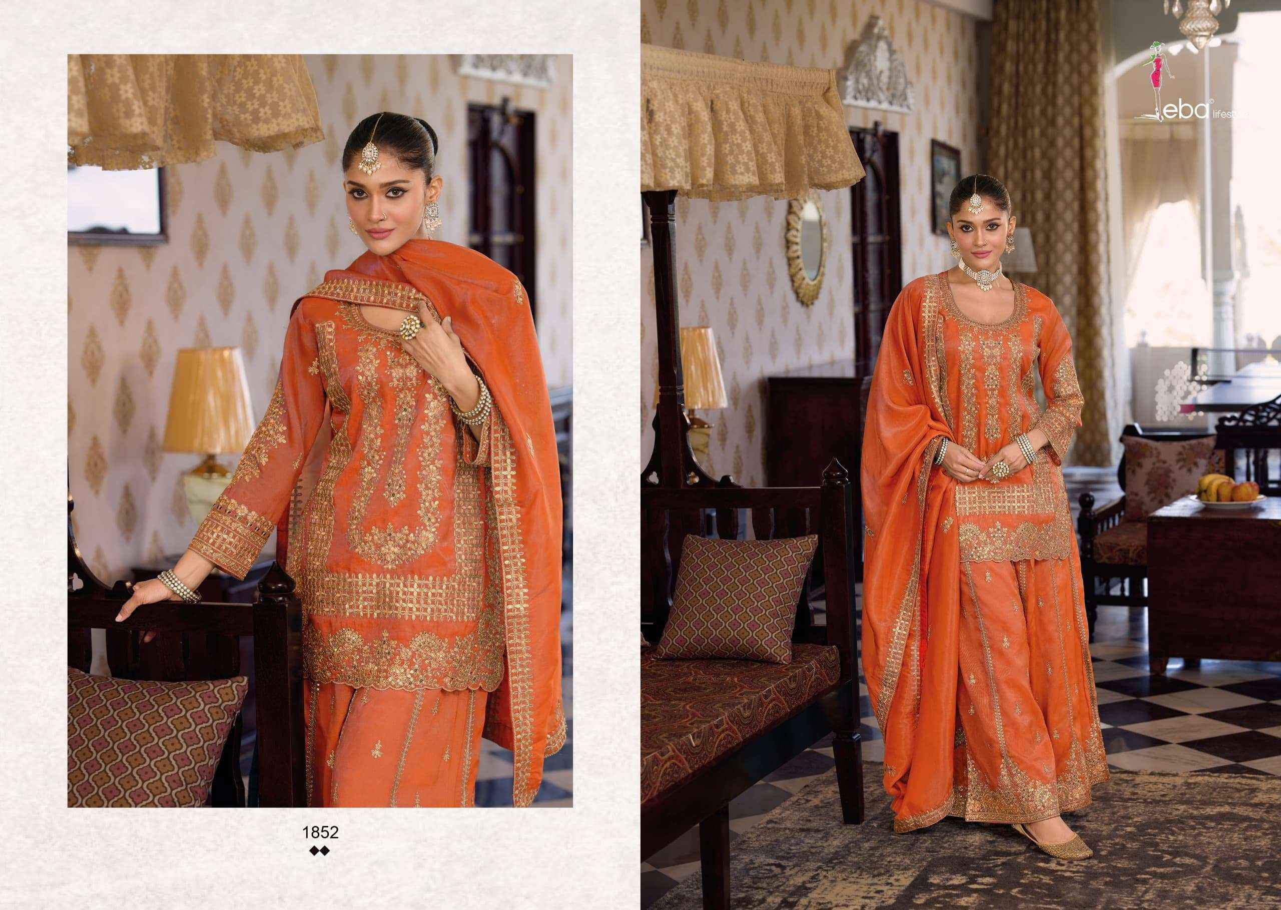 Eba Lifestyle Aafrin nx Chinon Designer Palazzo Suit _ Wholesale Factory Rate ( 3 Pcs Catalog )