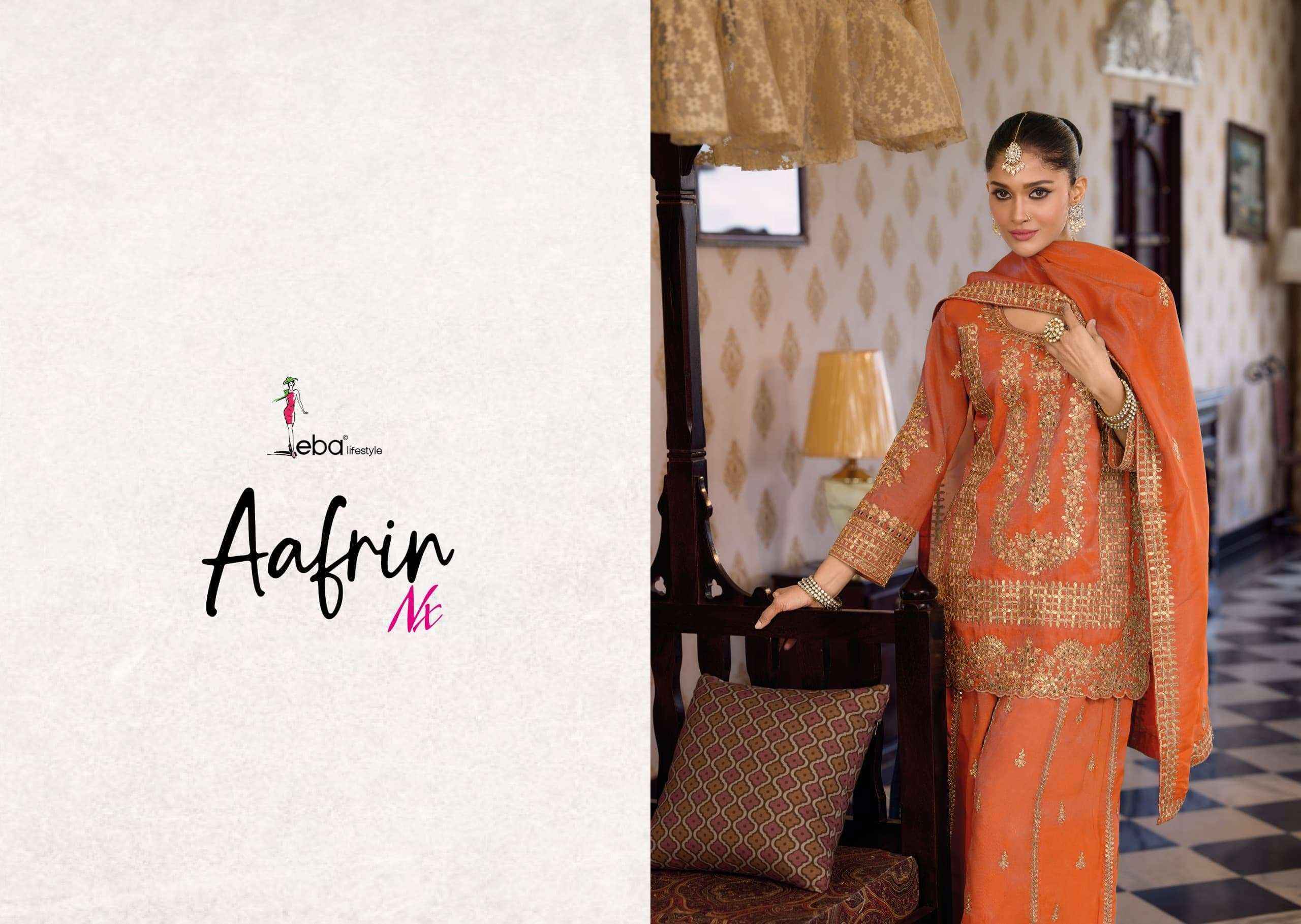 Eba Lifestyle Aafrin nx Chinon Designer Palazzo Suit _ Wholesale Factory Rate ( 3 Pcs Catalog )