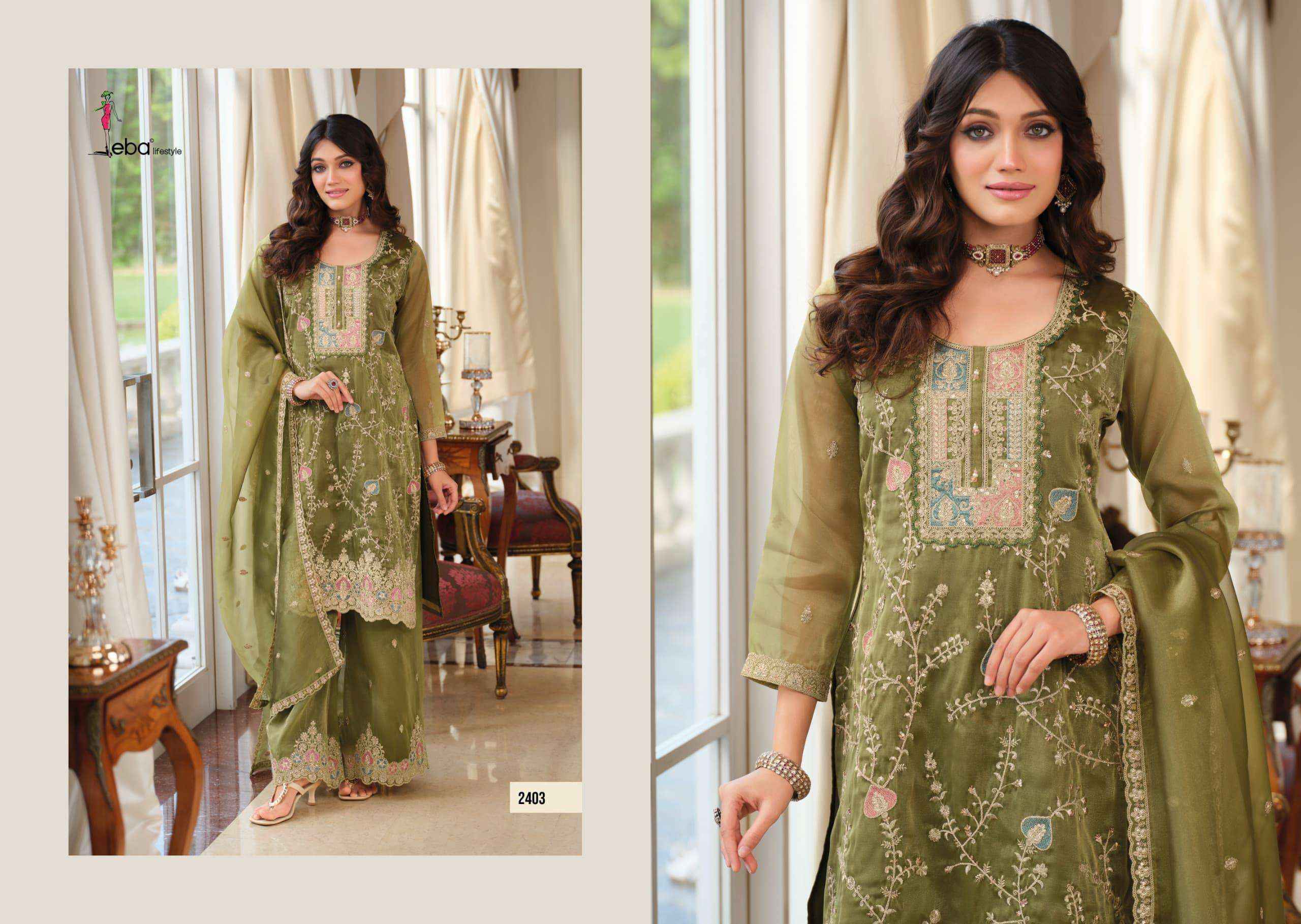Eba LIfestyle Nadia Partywear Style Palazzo 3 Pec Suit Catalog Exporters