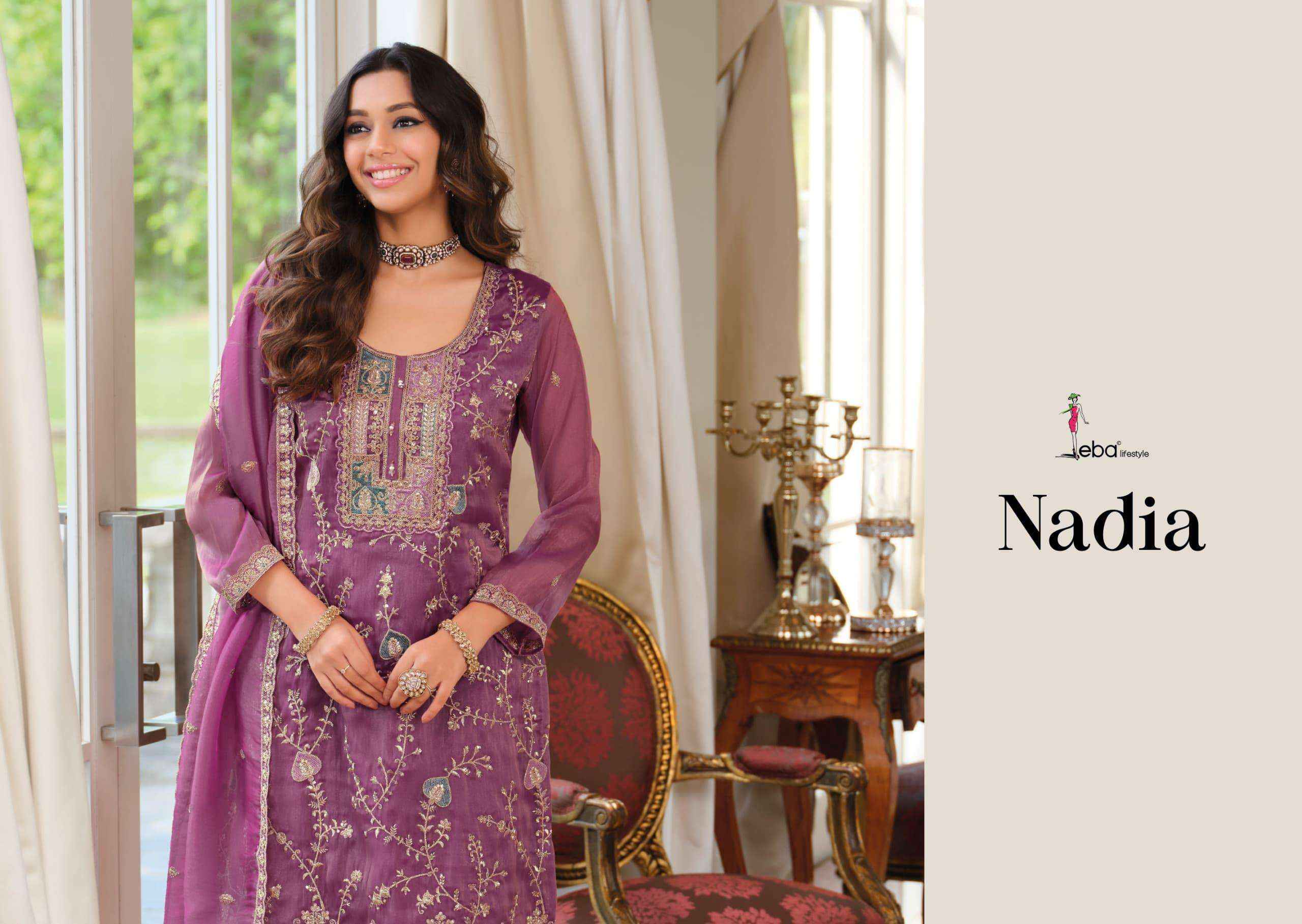 Eba LIfestyle Nadia Partywear Style Palazzo 3 Pec Suit Catalog Exporters