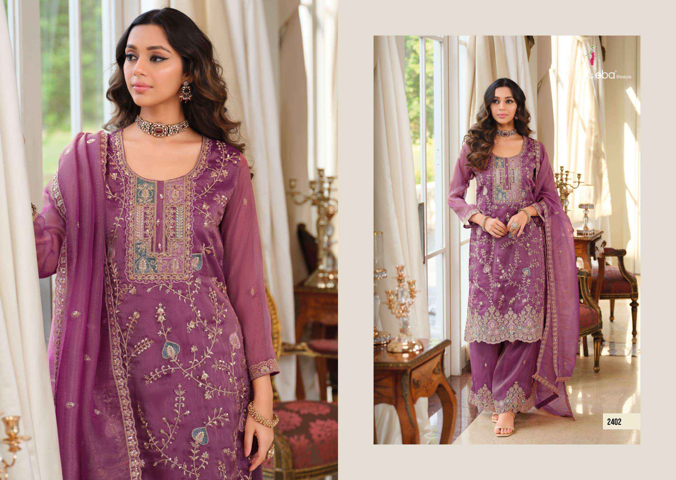 Eba LIfestyle Nadia Partywear Style Palazzo 3 Pec Suit Catalog Exporters