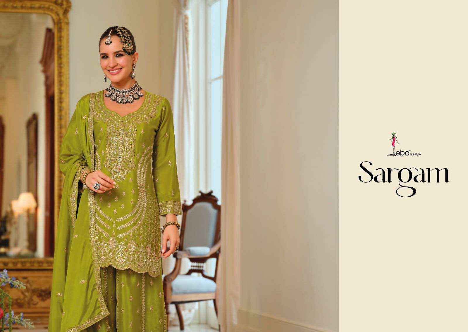 Eba Lifestyle Sargam Designer Palazzo Partywear Dress _ Wholesale Factory Rate ( 3 Pcs Catalog )