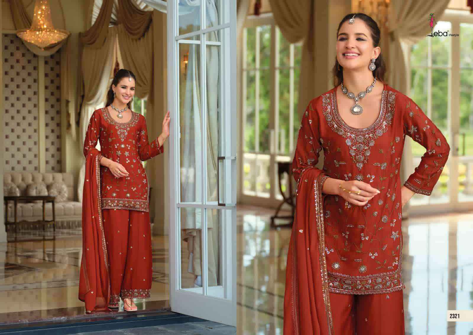 Eba Lifestyle Tasroop Partywear Style 3 Piece Palazzo Dress _ Wholesale Factory Rate ( 3 Pcs Catalog )